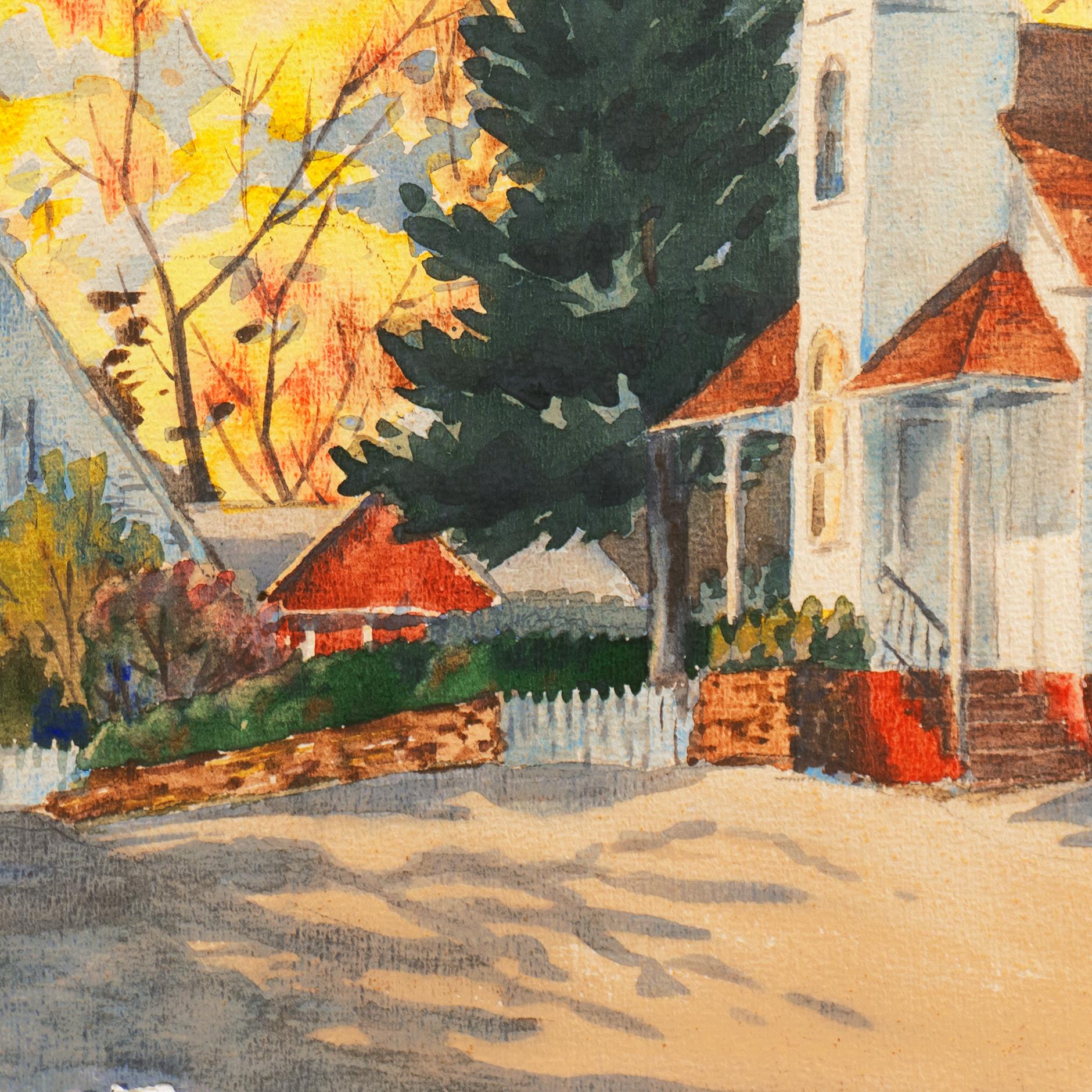 'Fall Landscape', Suffolk Woman Artist, London, Paris, Norfolk Art Circle - Beige Landscape Art by Dorothy Garrett