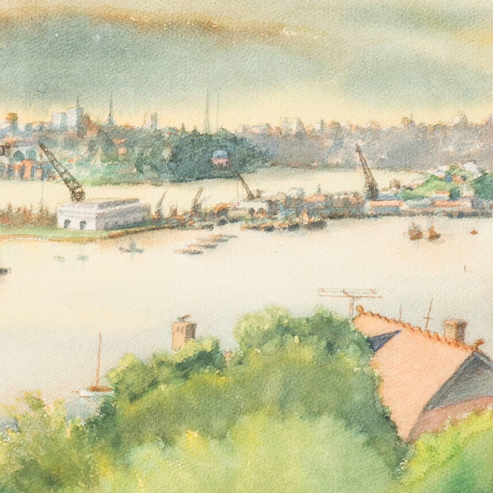 Sydney, Australia, from Darling Point - Beige Landscape Art by Brett Hilder