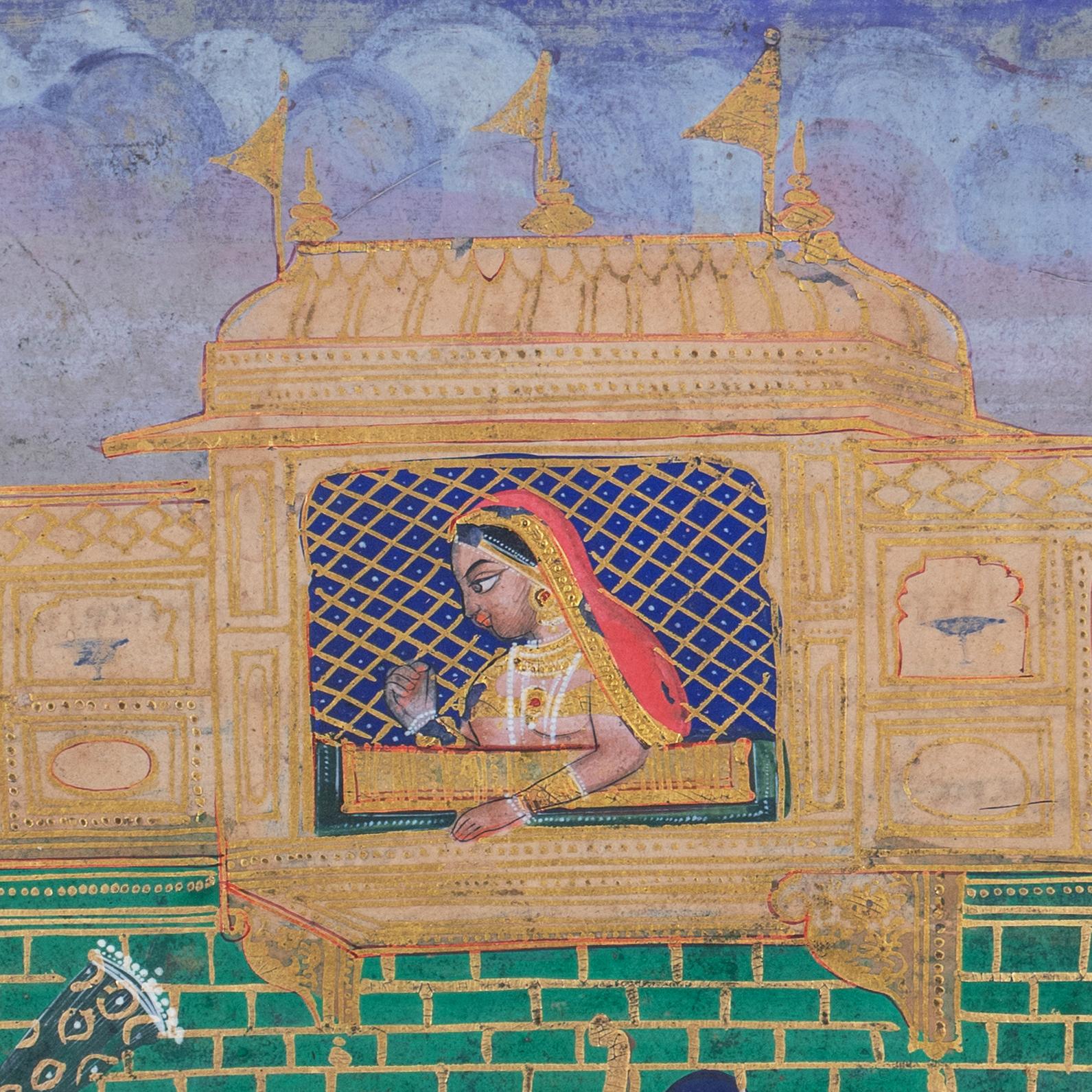 Mughal School Landscape Art - 'Stately Pleasure Dome', South-East Asian, Mughal, Concubines, Fine Gilding