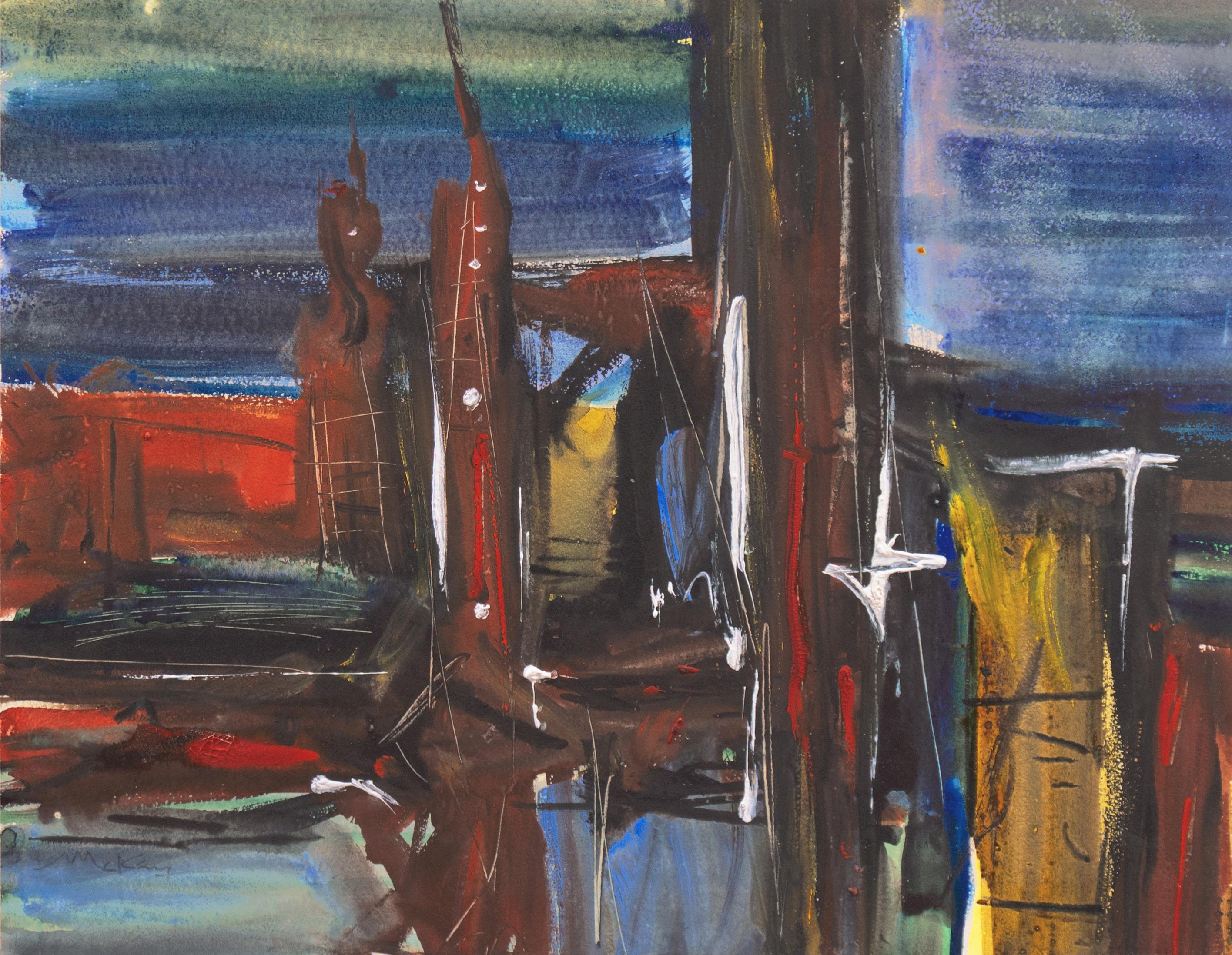 Arthur McKay Abstract Drawing - 'Abstract, Red and Blue', National Gallery of Canada, NYMoMA, Paris, Chaumière