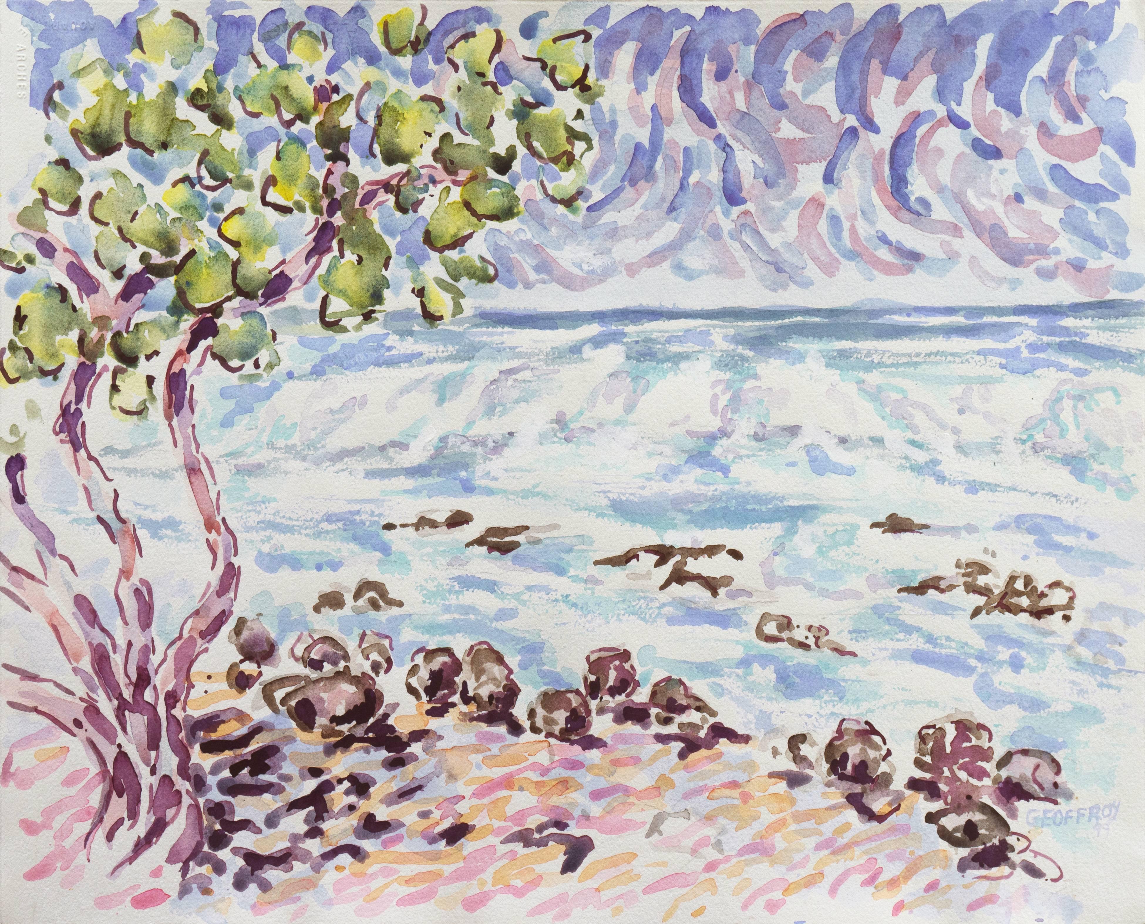 Donald Geoffroy Landscape Art - 'Kailua-Kona Beach, Hawaii', Contemporary Impressionist Coastal Landscape