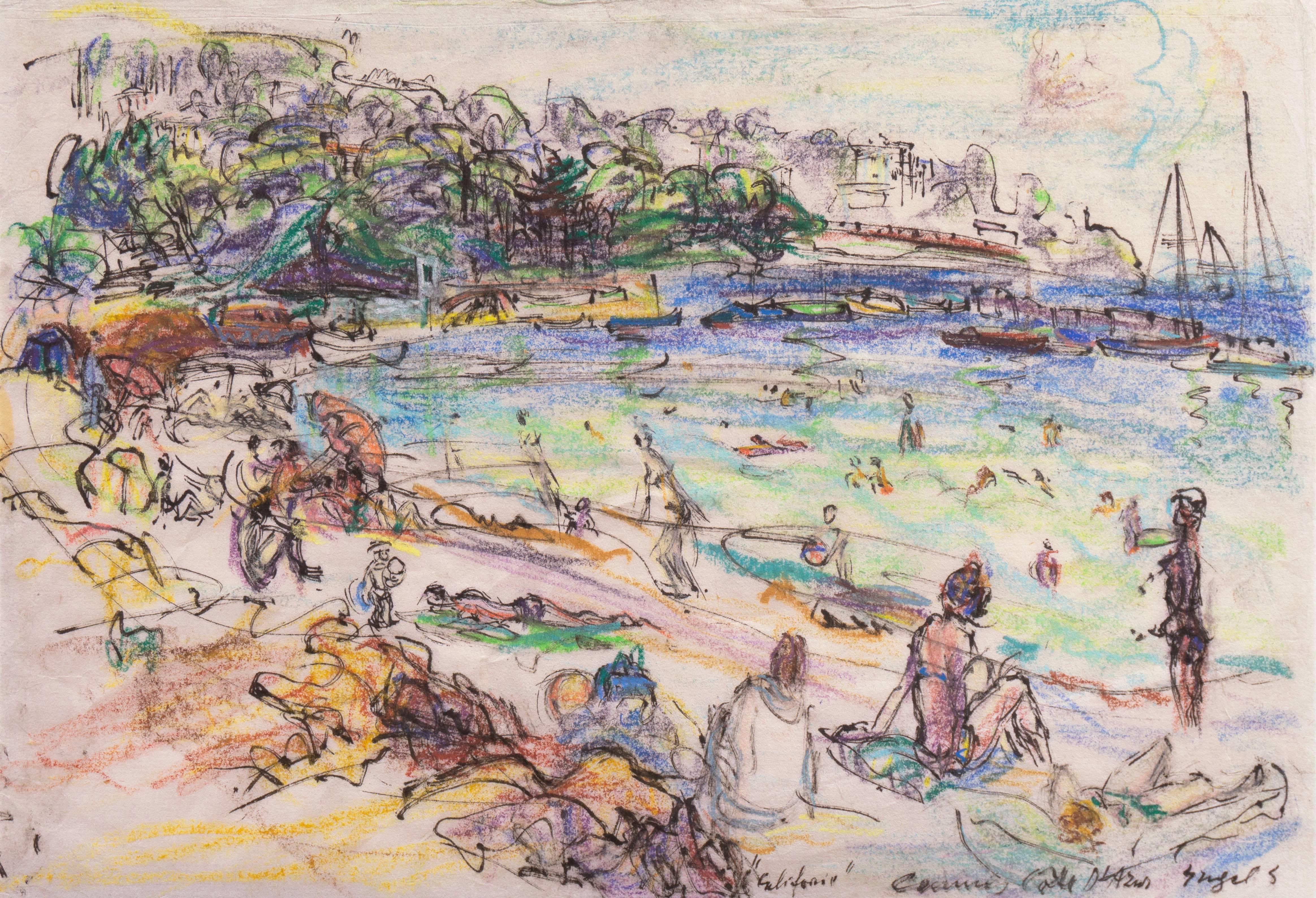 Irma Engel Grabhorn Landscape Art - 'The Cote d'Azur', Paris, Salon d'Automne, Post-Impressionist California Artist 