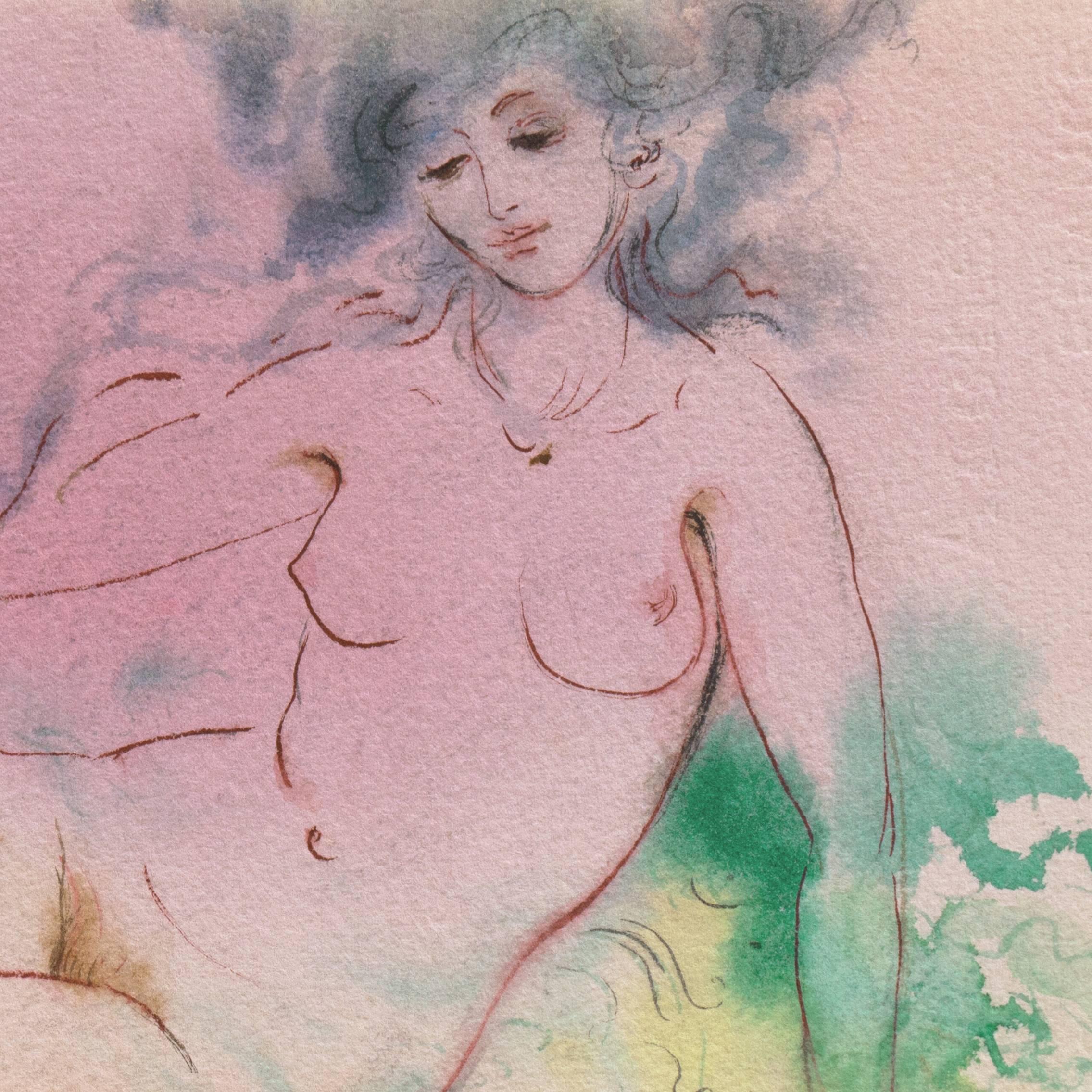 'Reclining Nude', Carmel Art Institute, Paris, Post-Impressionist watercolor 3