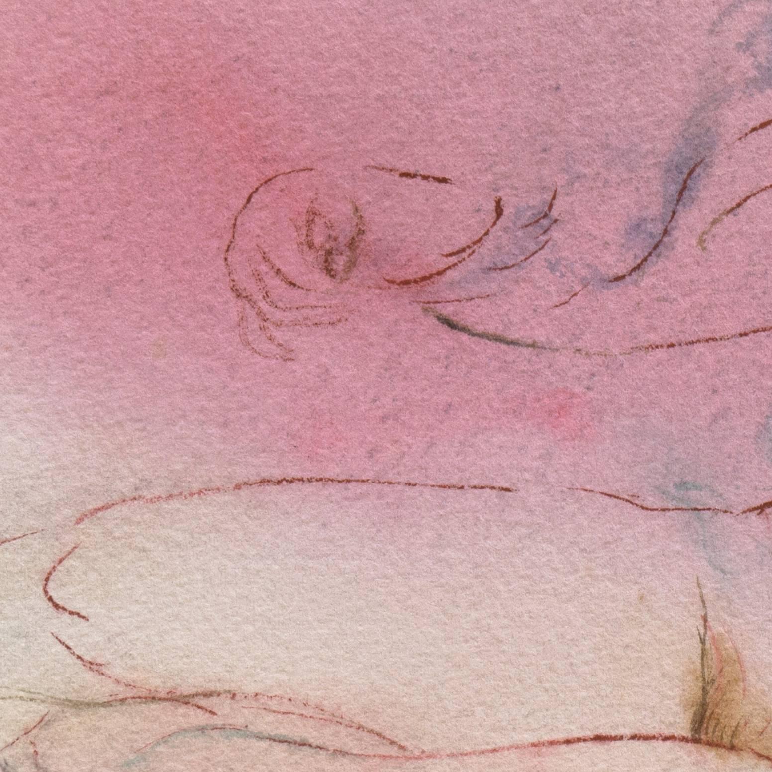 'Reclining Nude', Carmel Art Institute, Paris, Post-Impressionist watercolor 2
