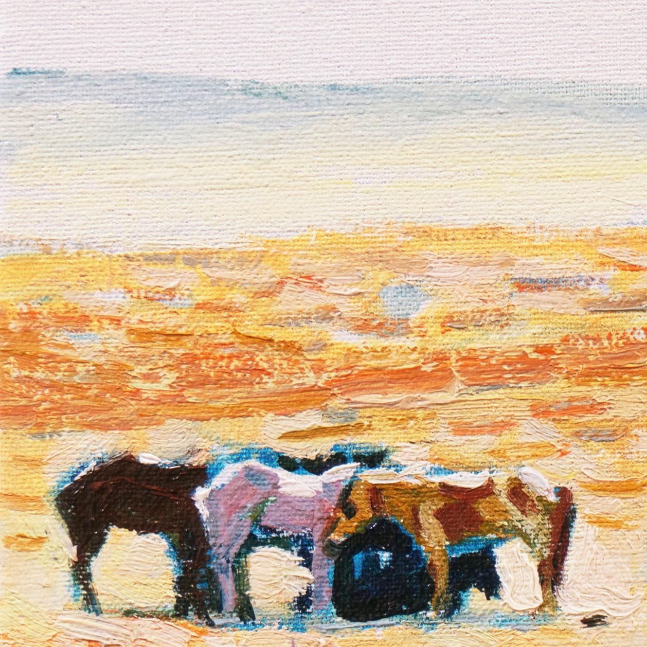 Mongol Nomads, Springtime - Post-Impressionist Painting by Narangerel Tsendsuren