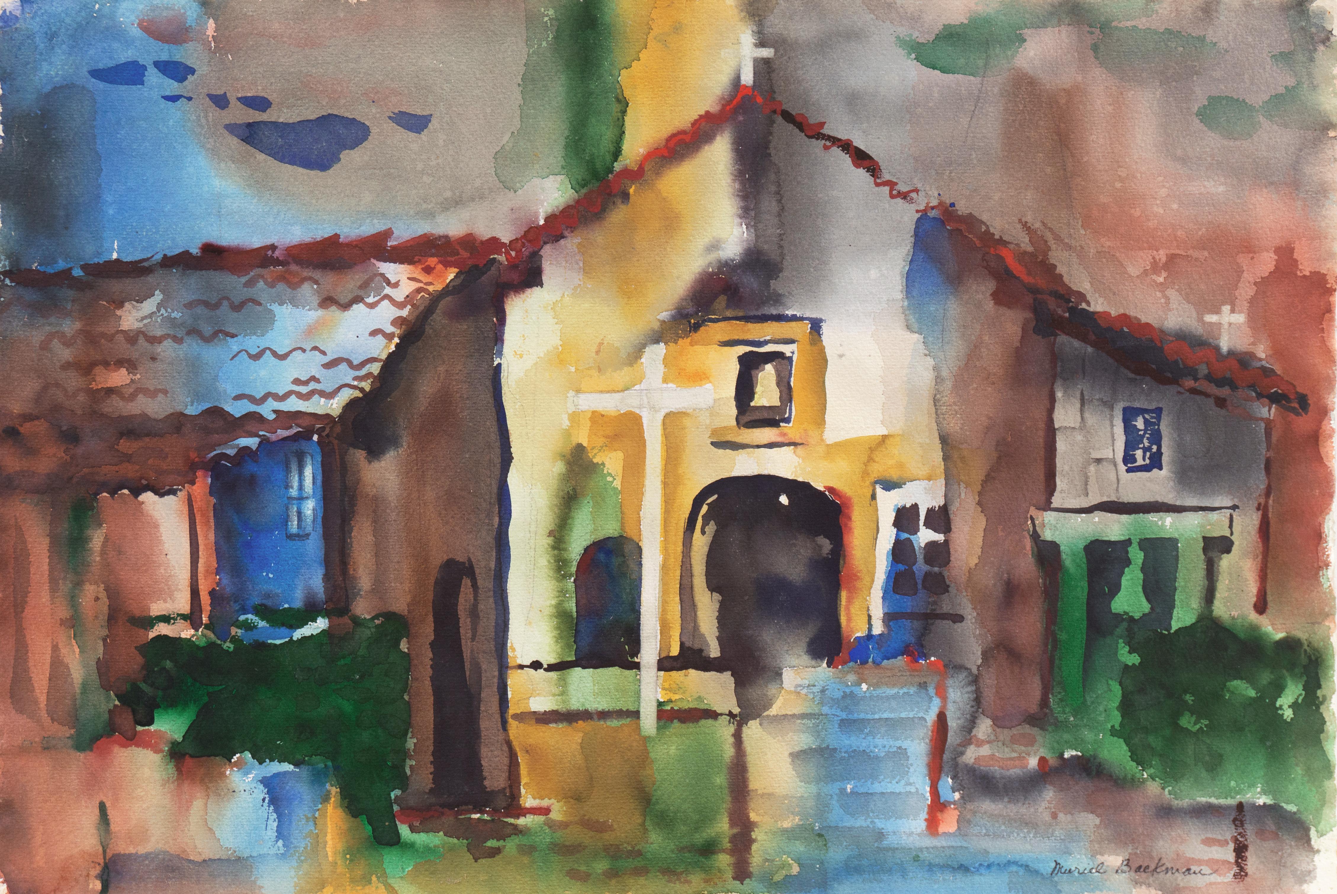 Landscape Art di Muriel Backman - Vista della Missione di San Juan Bautista", Crocker Art Museum, Santa Cruz
