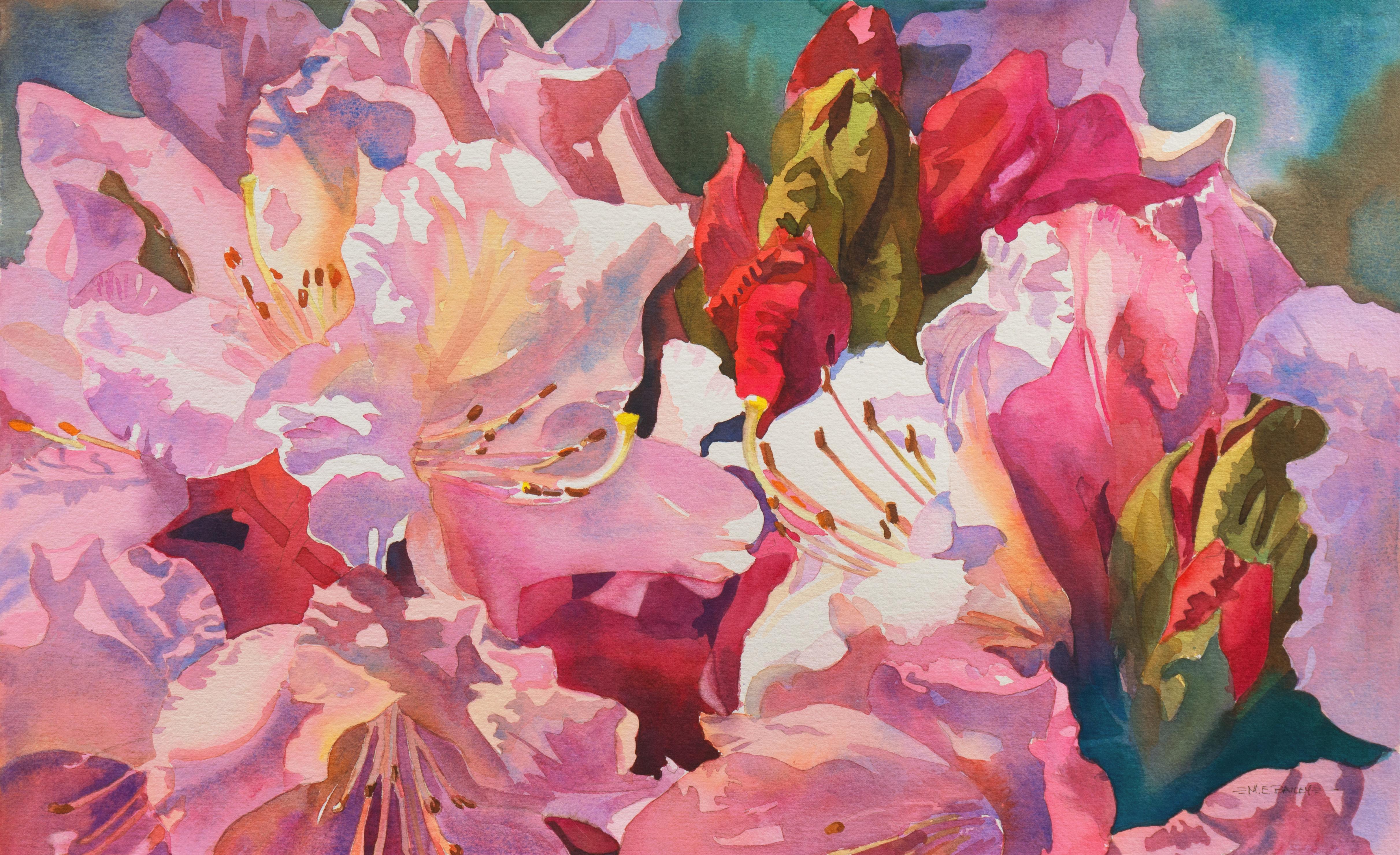 M. E. 'Mike' Bailey Still-Life - 'Sisters Blushing', Lilies, National Watercolor Society