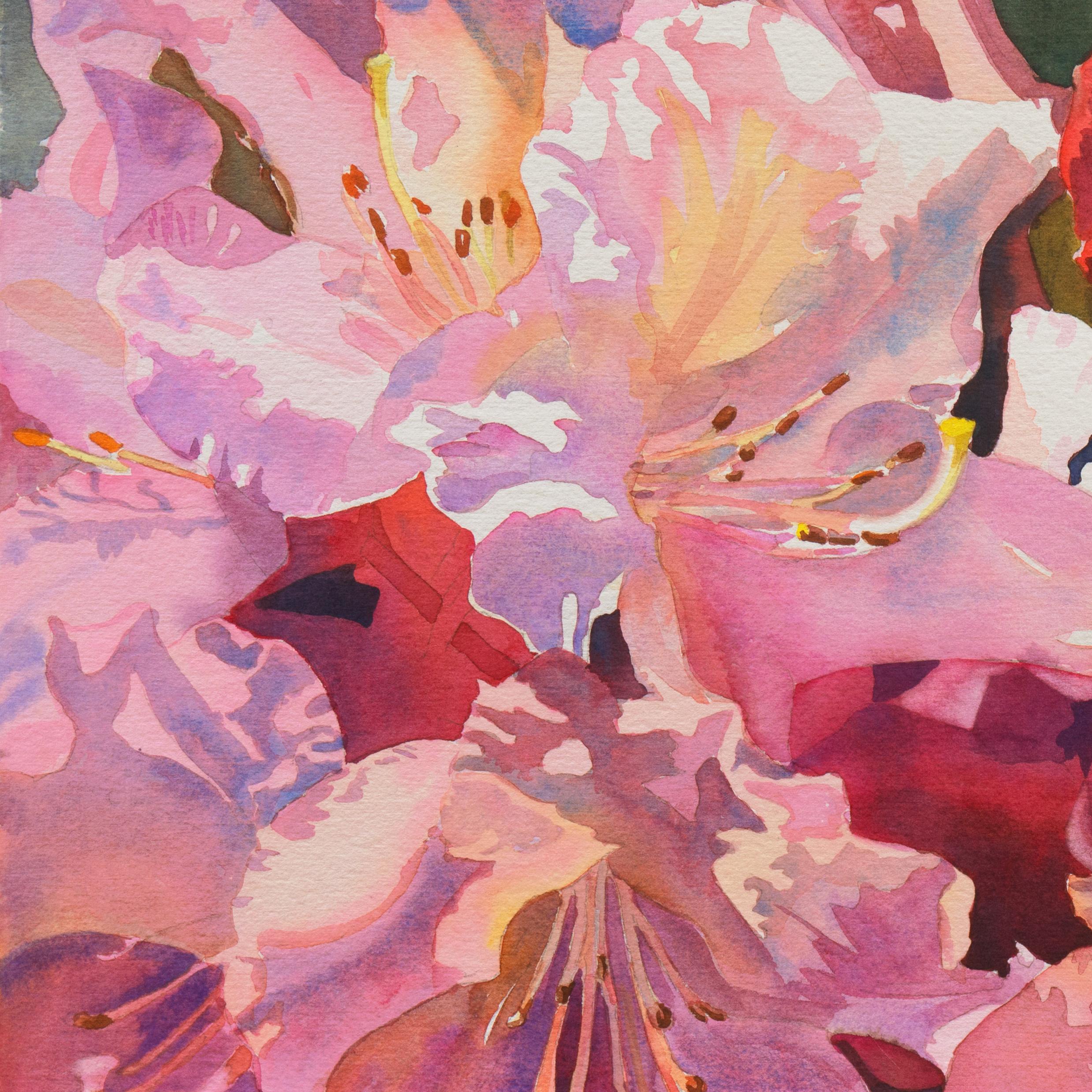 'Sisters Blushing', Lilies, National Watercolor Society - Contemporary Art by M. E. 'Mike' Bailey