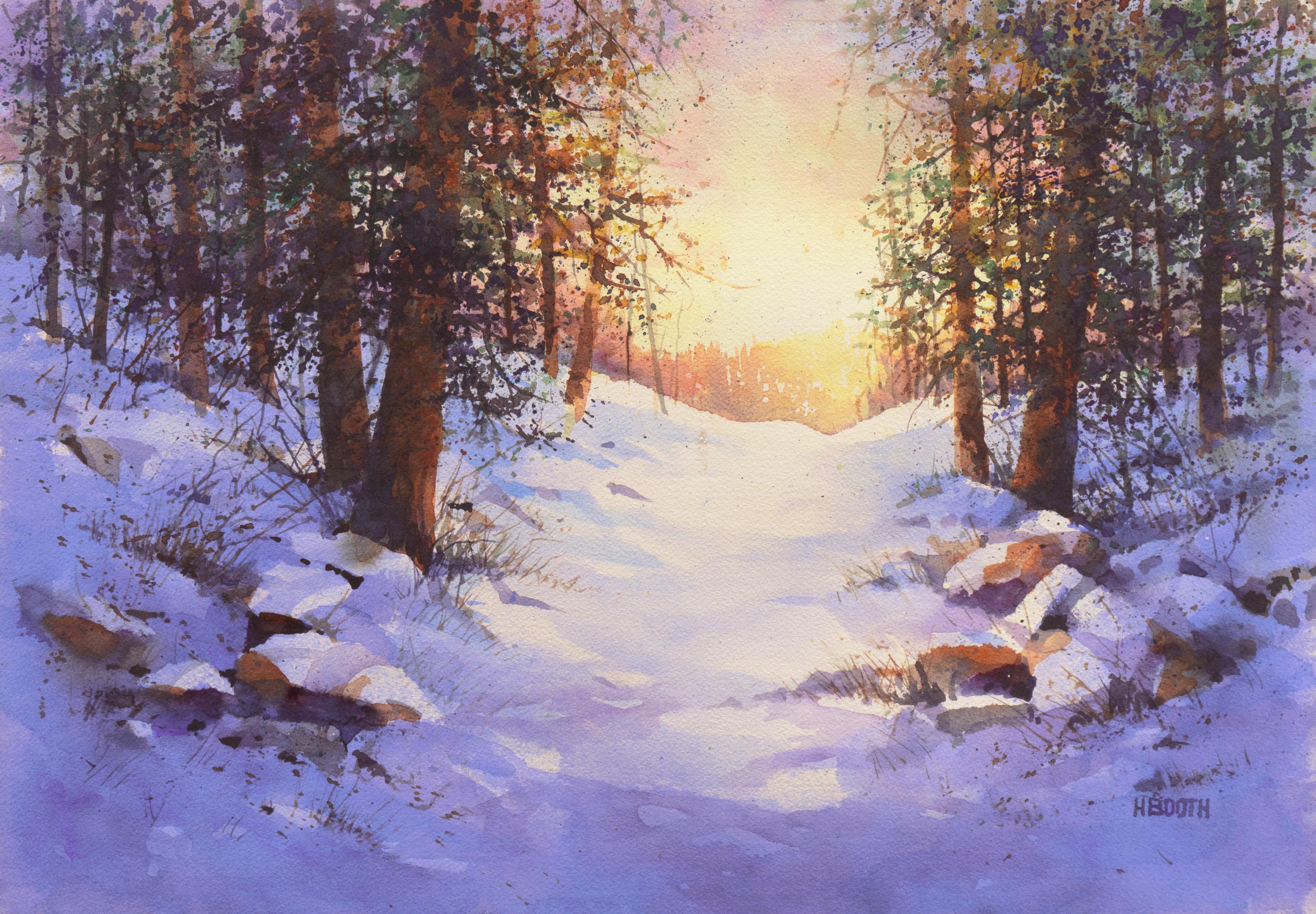 Harold Booth Landscape Art - 'Snowy Mountain Sunrise', San Francisco Bay Area, San Jose, Washington State