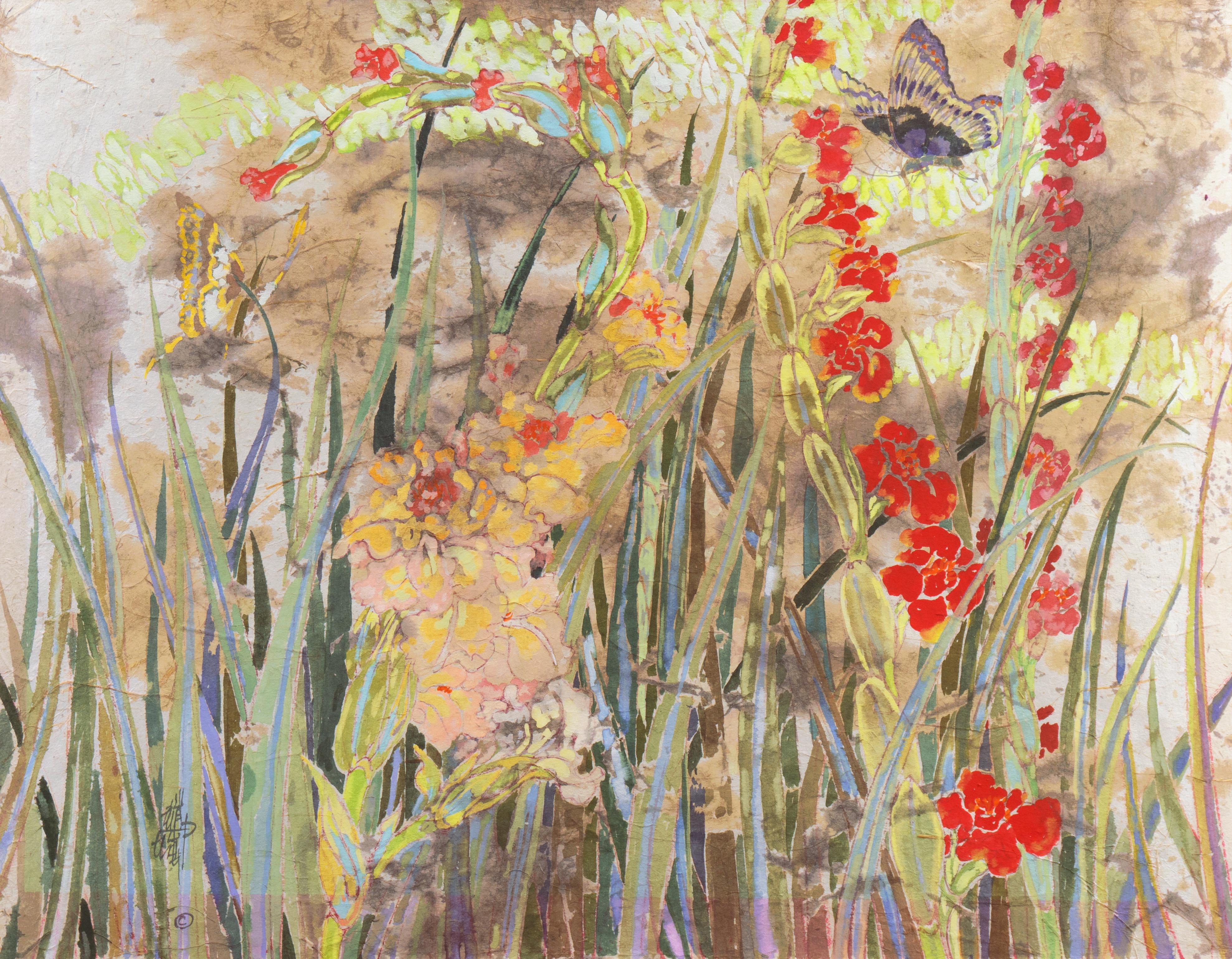 Peter Hsu Landscape Art - 'Wild Flowers in the Breeze', Art Students League, New York, Paris Biennale 