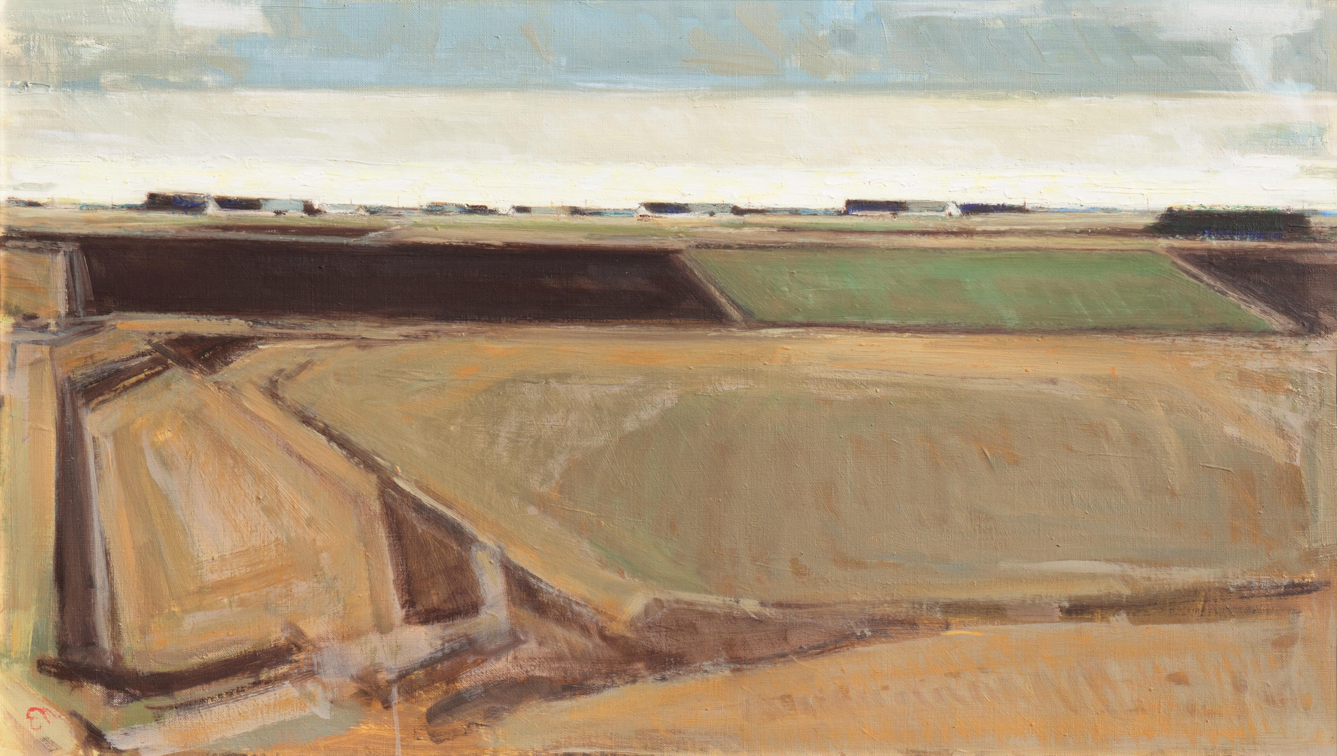 Large framed Danish Post-Impressionist, 'Rural Landscape', Copenhagen art Salons – Painting von Erik Norgard