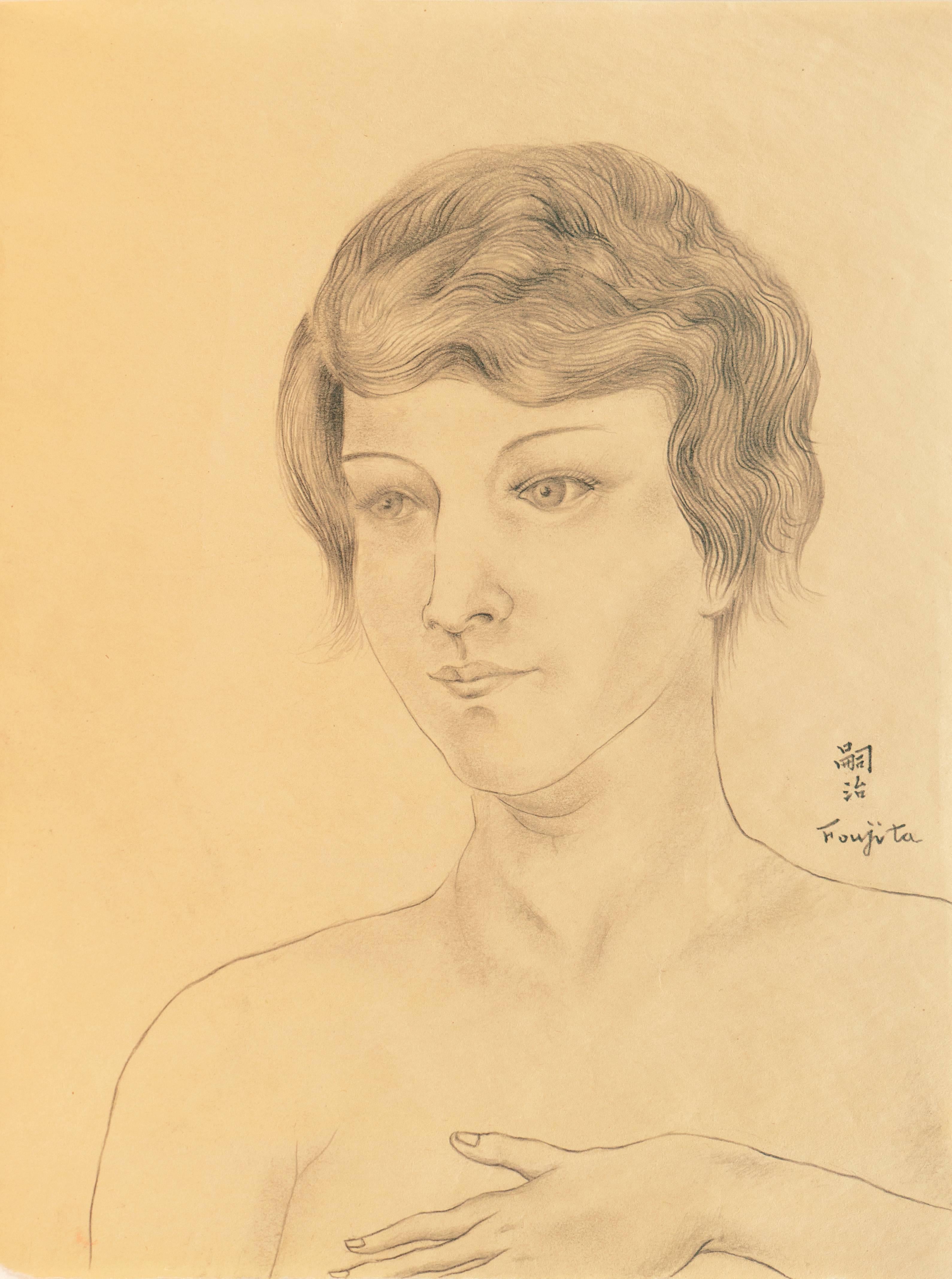 Study of a Young Woman   (Japanese-French, Drawing, Modernism, Avant-Garde) - Art by Leonard Tsuguharu Foujita