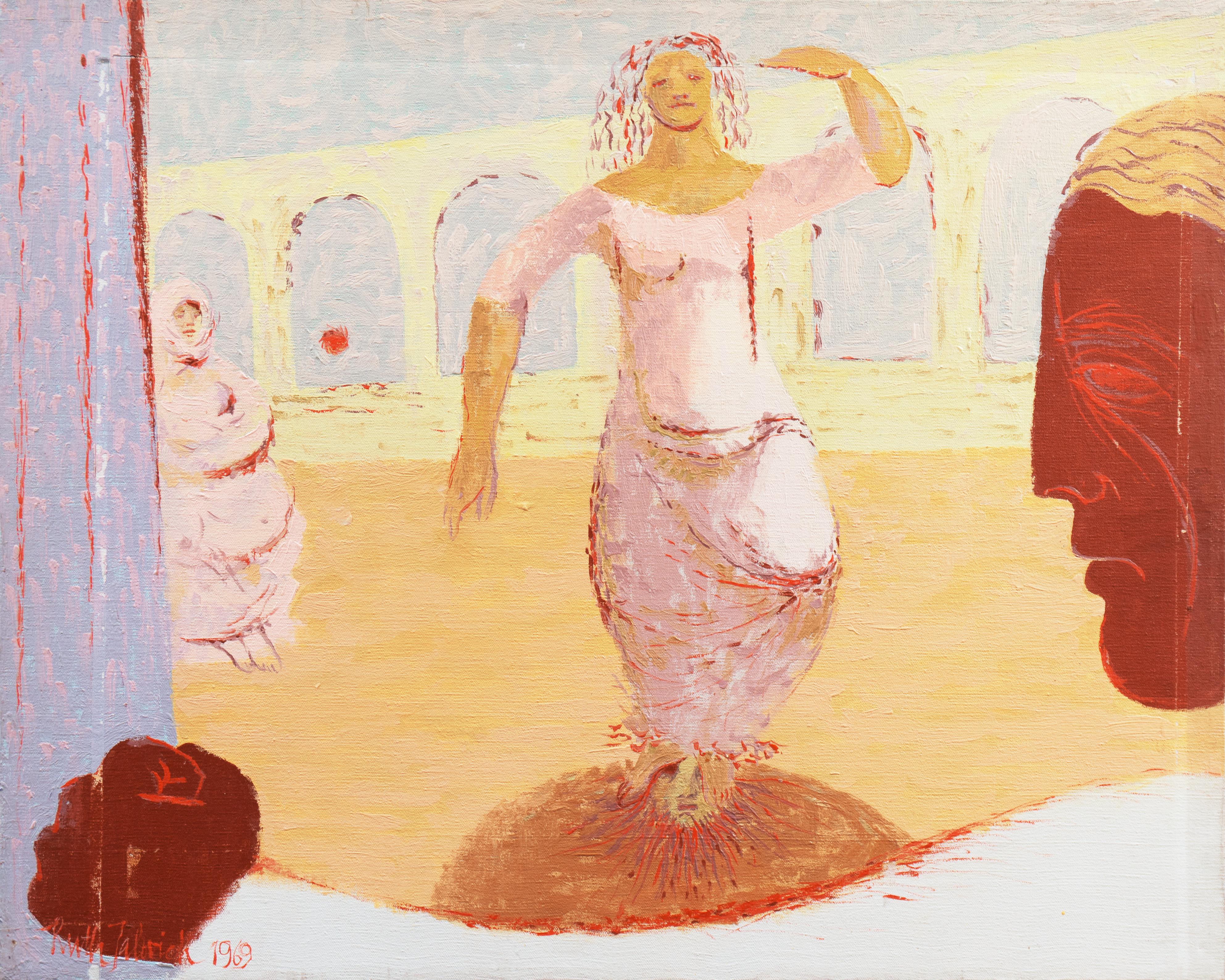 Ruth Zeigler Talovich Figurative Painting - Salome Dances   (Woman Artist, Modernism, Christianity, pastel)