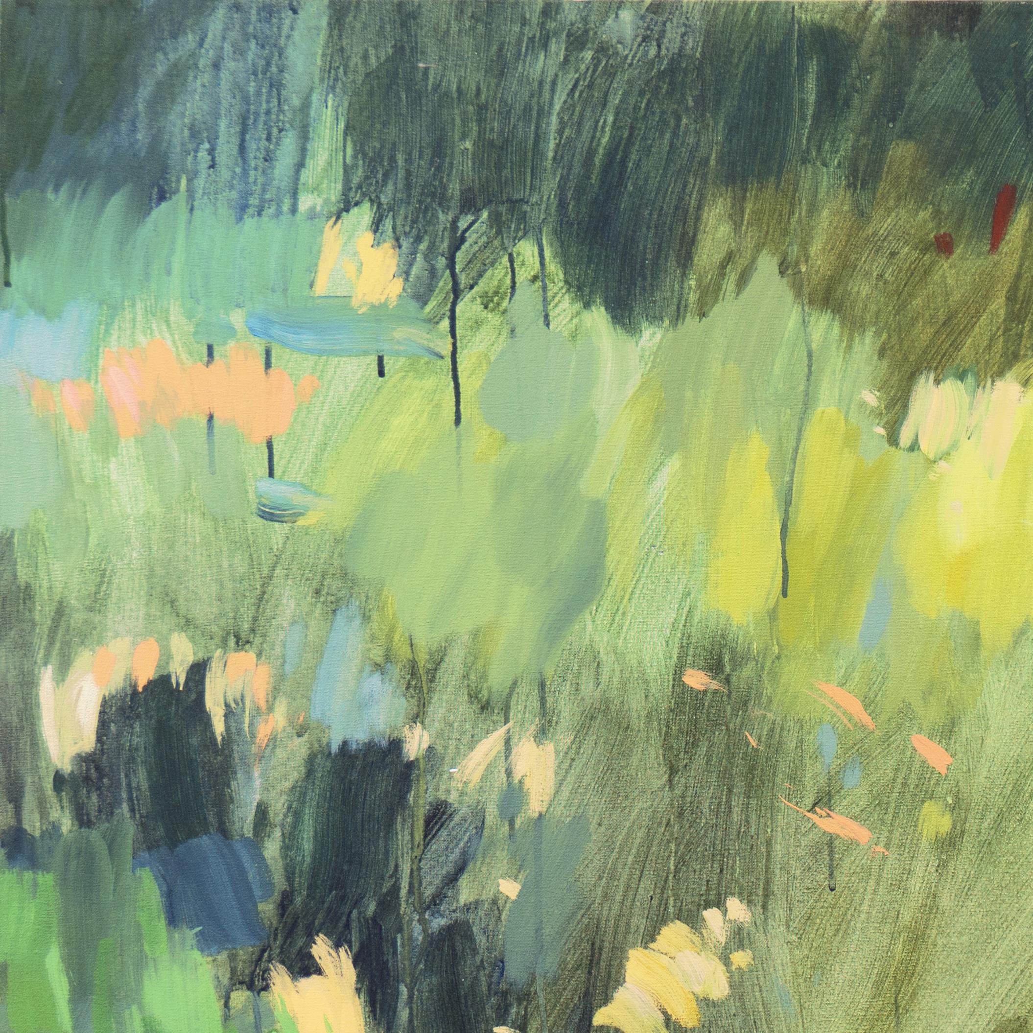 'Come May', Large Semi-Abstract Springtime Landscape, English artist - Abstract Impressionist Painting by Jeremy Thornton