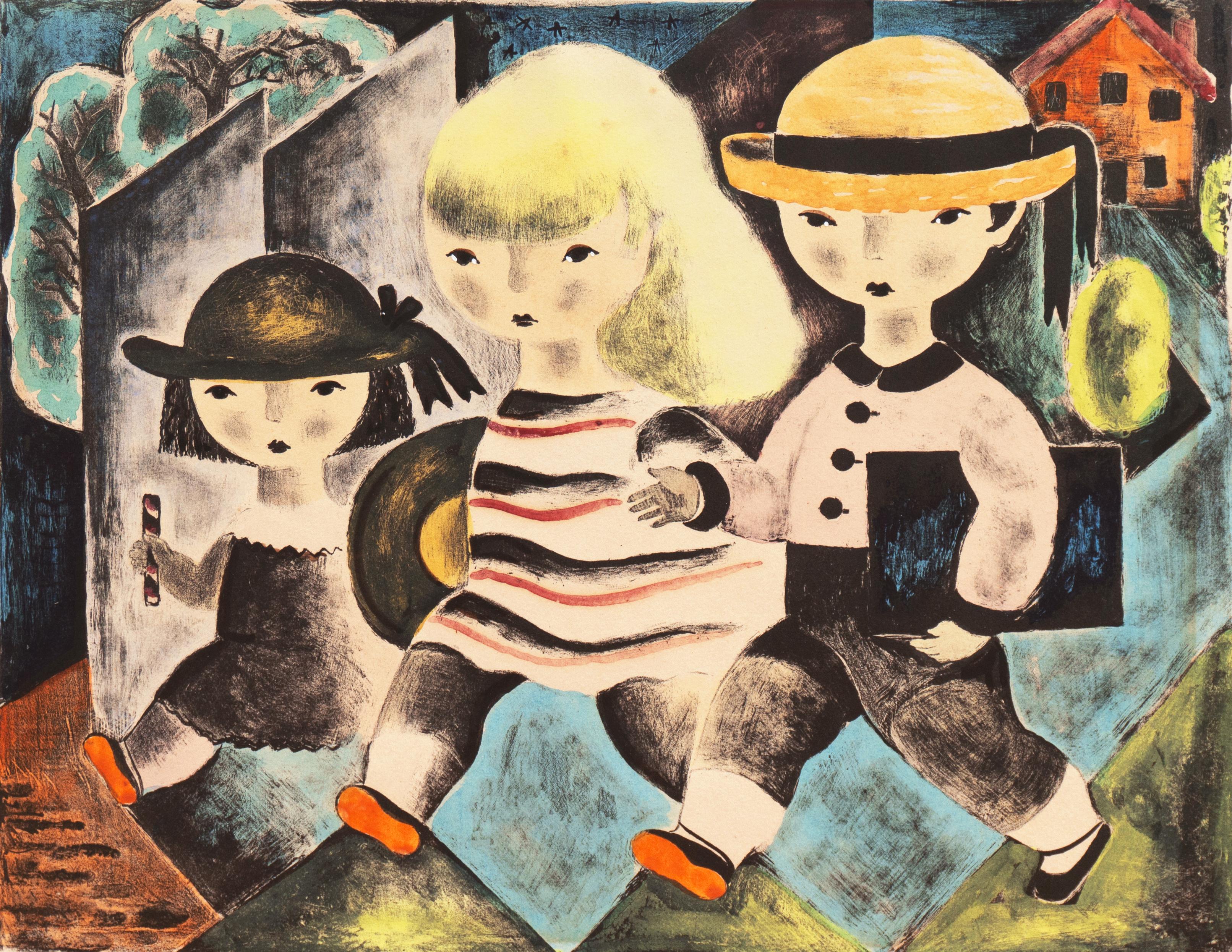 Nura Ulreich Figurative Print - Off to School, New York, 1934