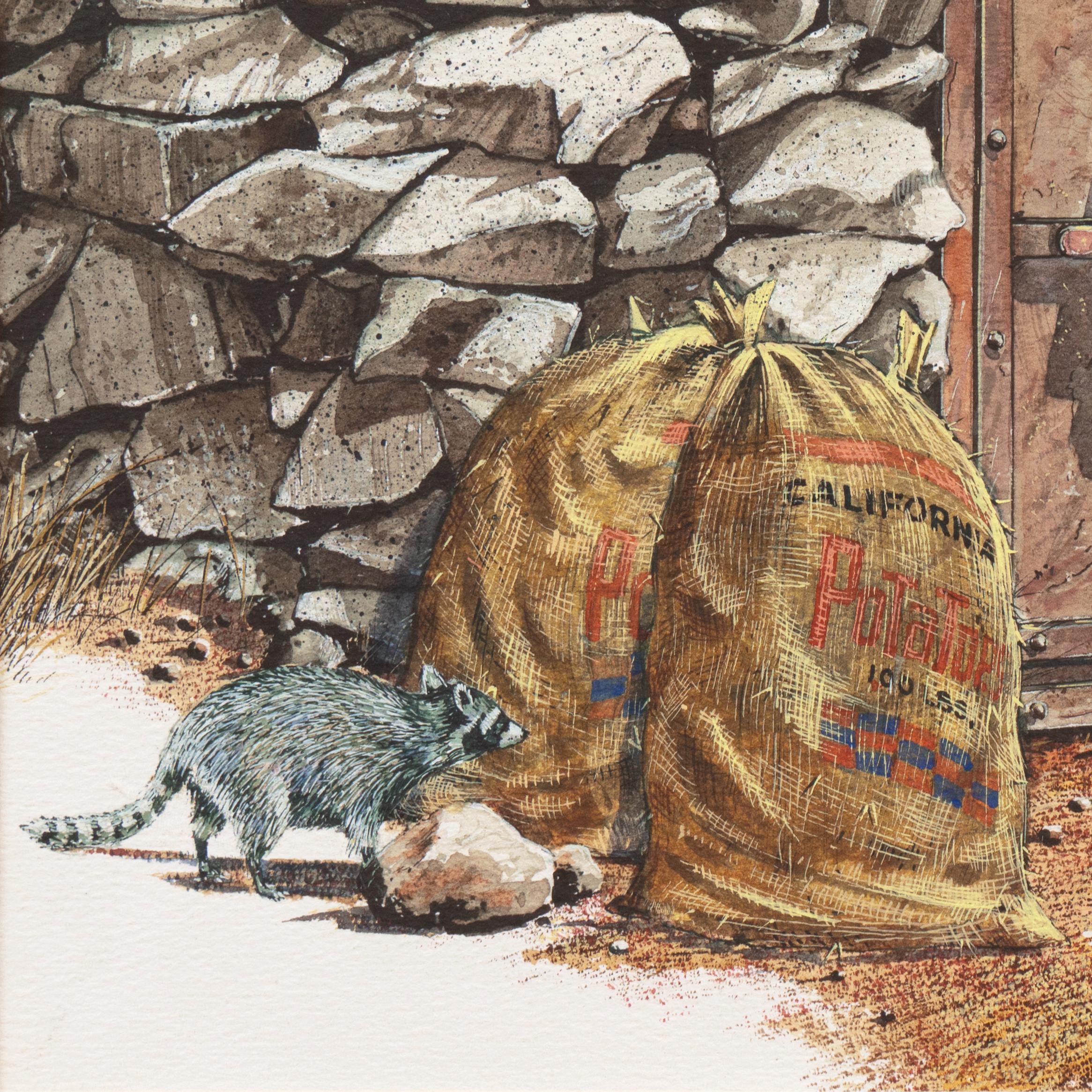 'The Little Bandit', California Raccoon, National Watercolor Society For Sale 1