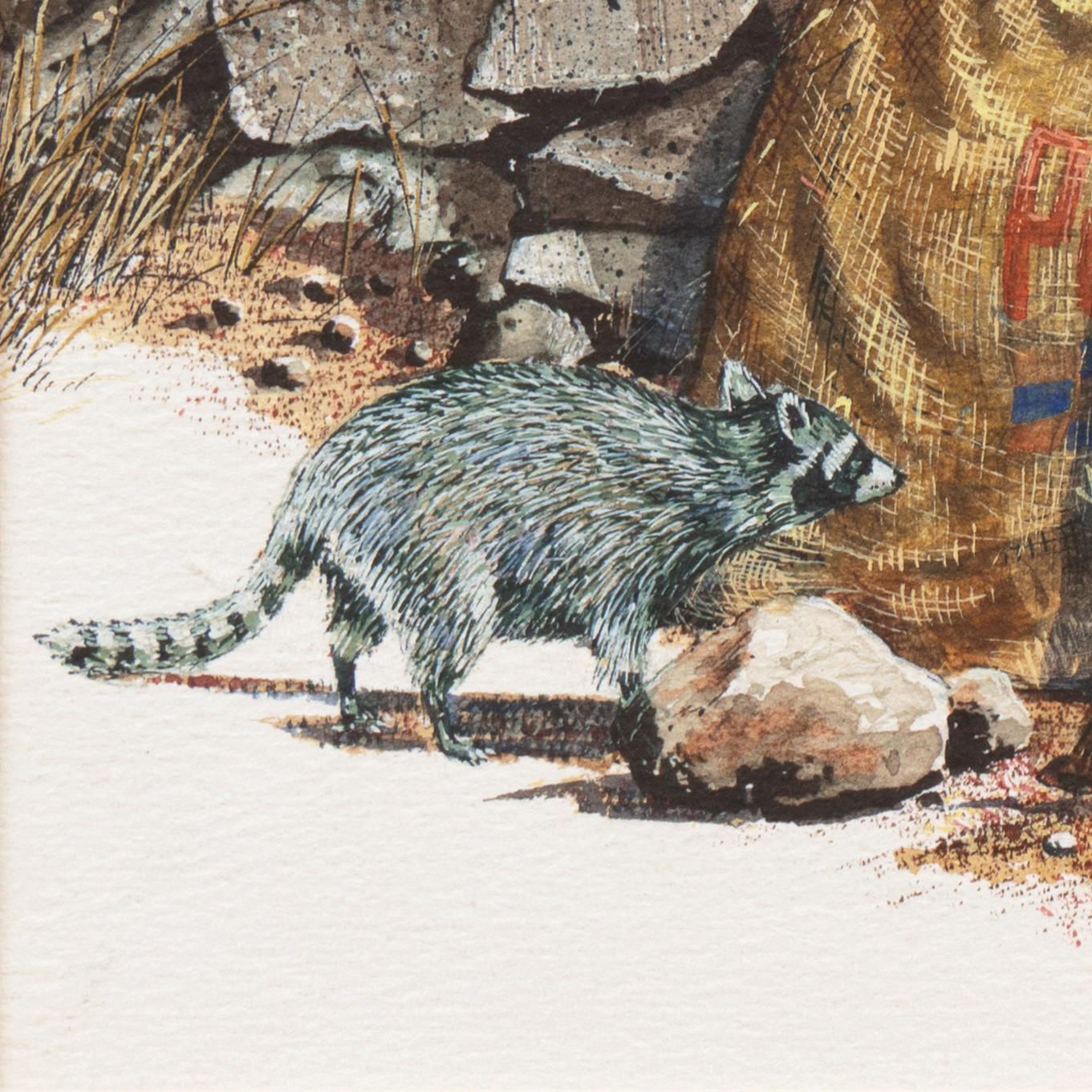 'The Little Bandit', California Raccoon, National Watercolor Society - Realist Art by Jack Bevier