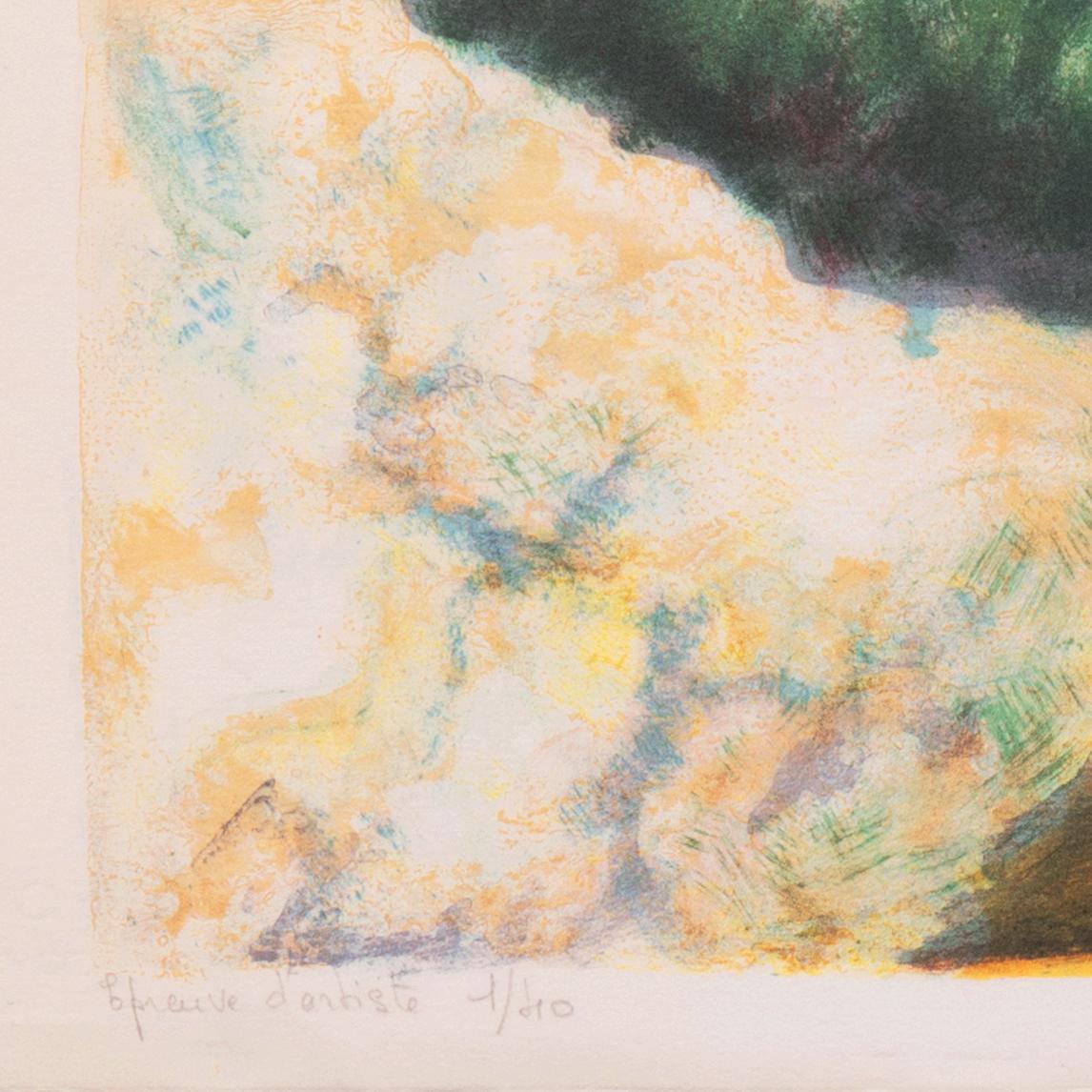 Signed lower right, 'Zarou' for Victor Zarou (French, b. 1930), inscribed 'Epreuve d'Artiste' with number and limitation 1/40, lower left, and titled, lower center 'Chemin des Bastides'.

Born in 1930 in Gassin, a small village near Saint-Tropez,