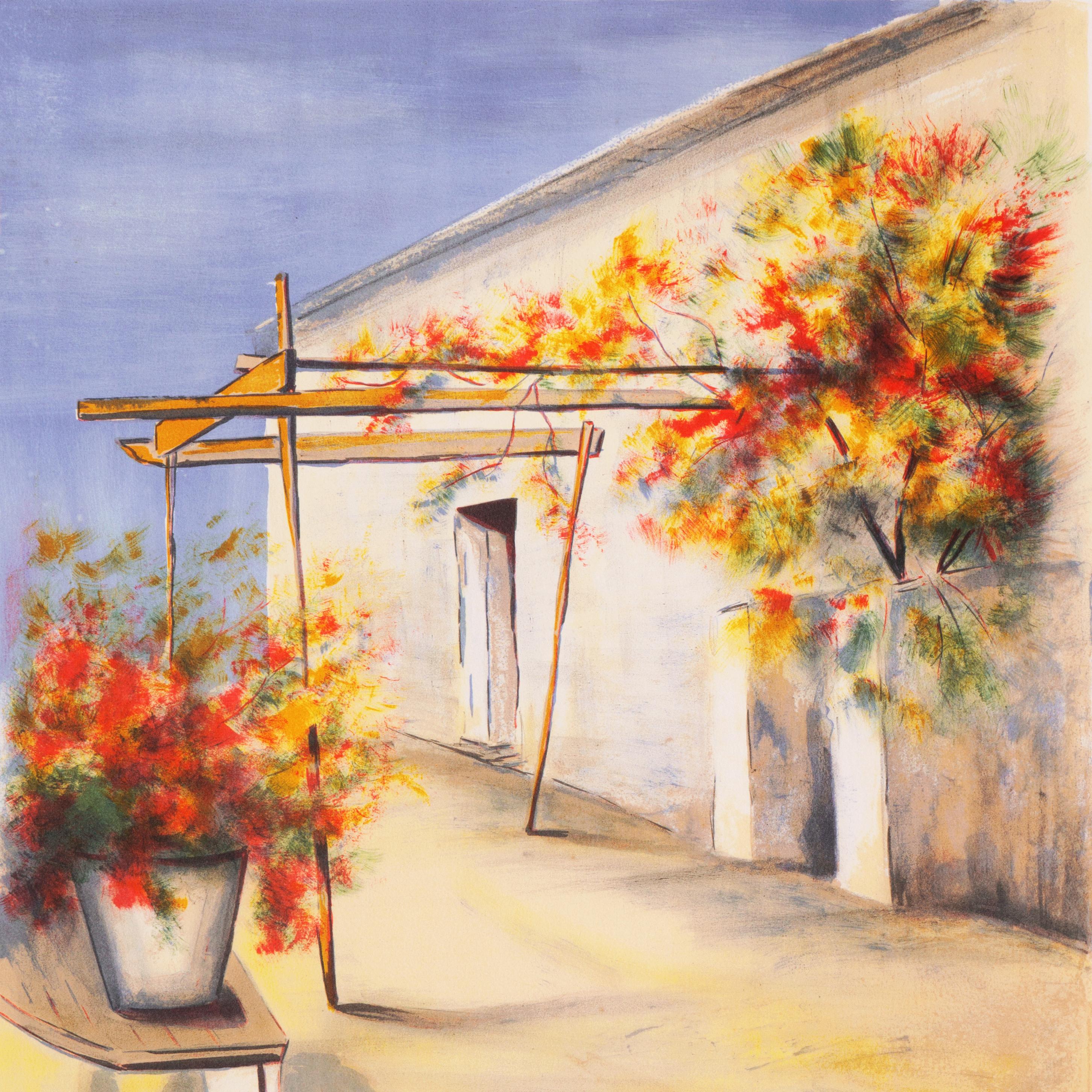 'Provençale Courtyard', Academie Julian, Paris, Post-Impressionist, Benezit 1