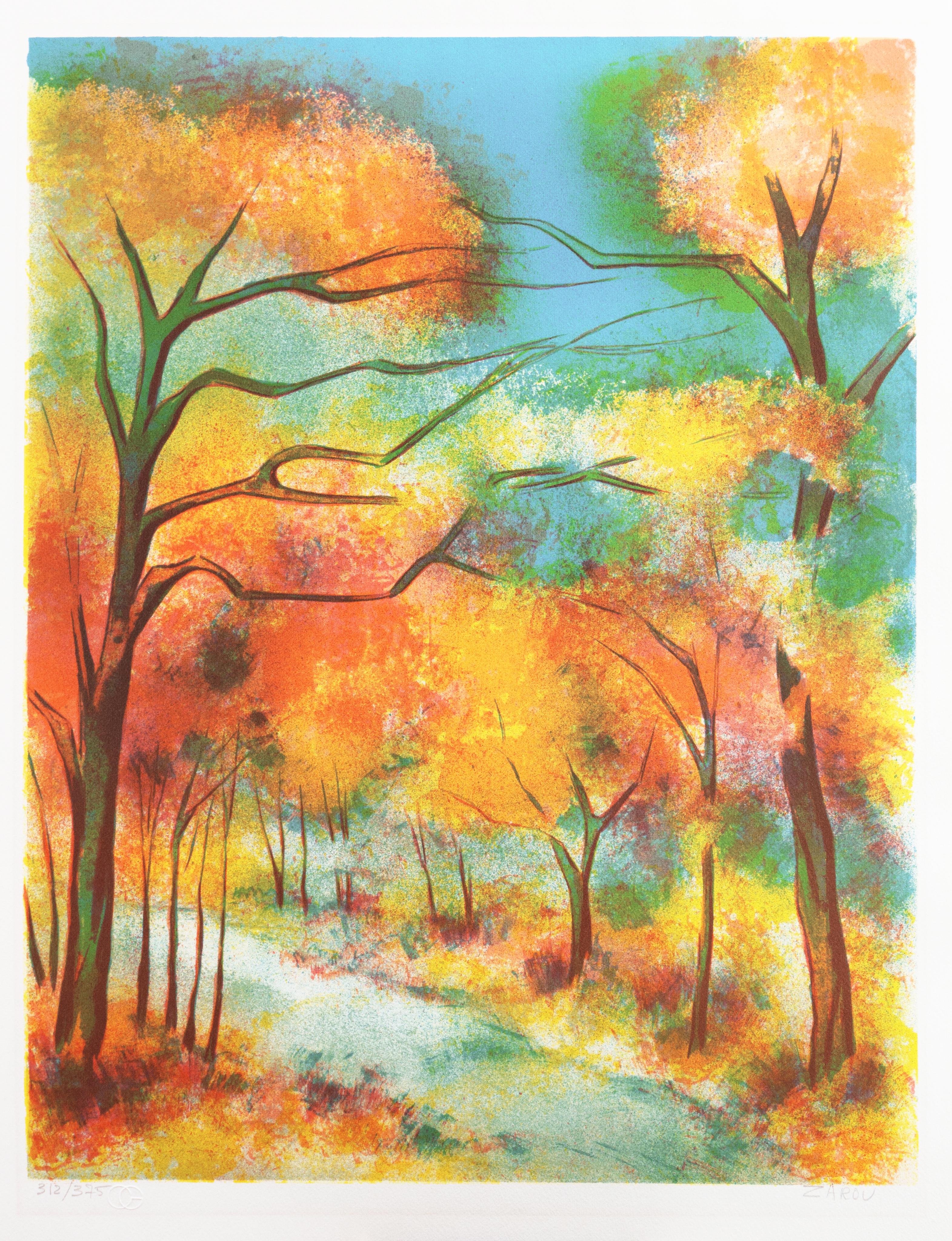 'Autumn Colors', French Post-Impressionist Landscape, Academie Julian, Paris - Print by Victor Zarou