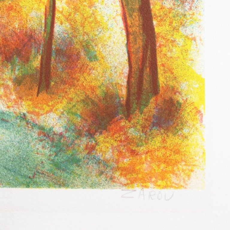  'Autumn Colors', French Post-Impressionist Landscape, Academie Julian, Paris - Brown Landscape Print by Victor Zarou