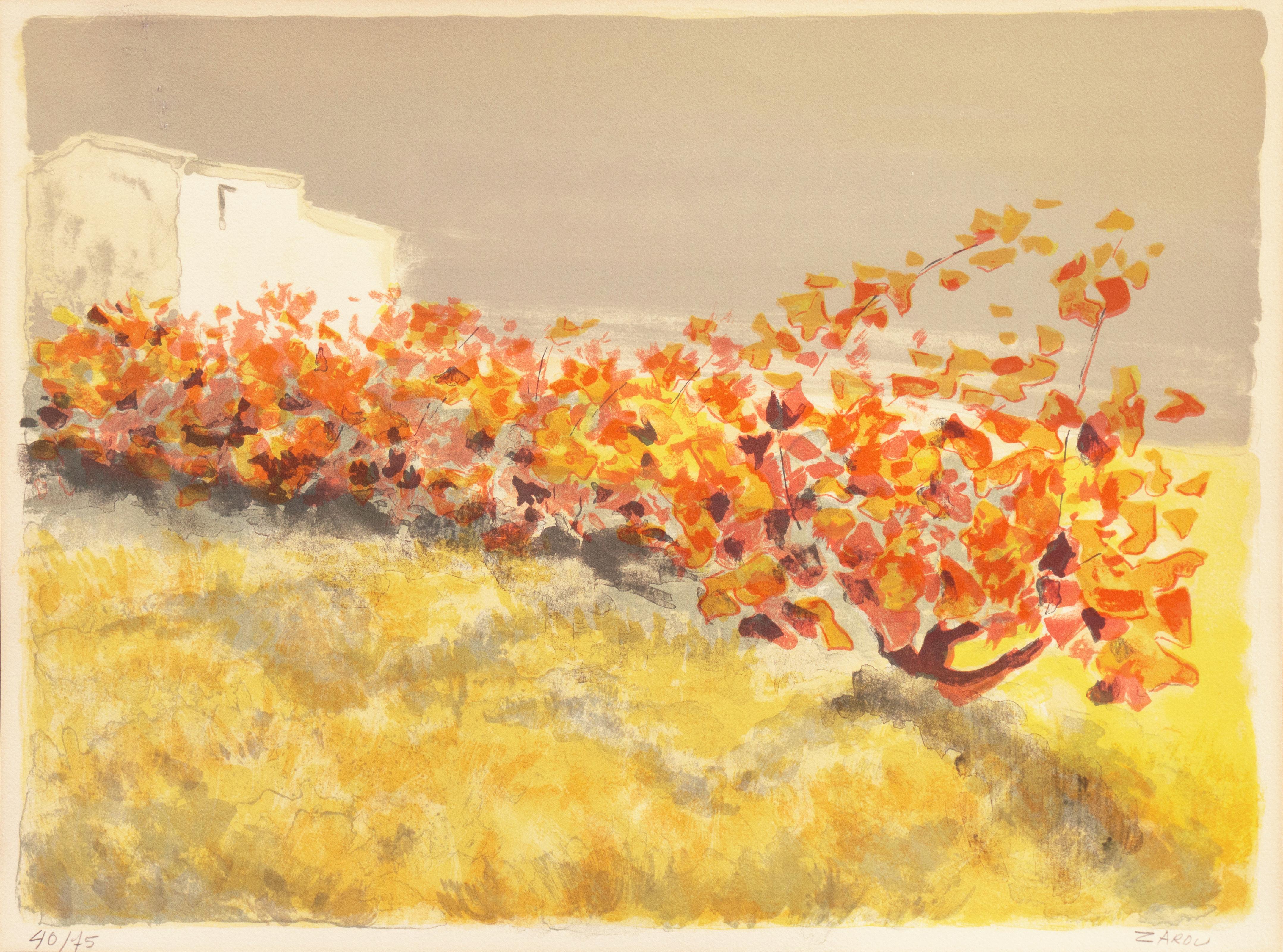 'Provençal Vineyard', French Post-Impressionist Landscape, Paris Academie Julian - Print by Victor Zarou