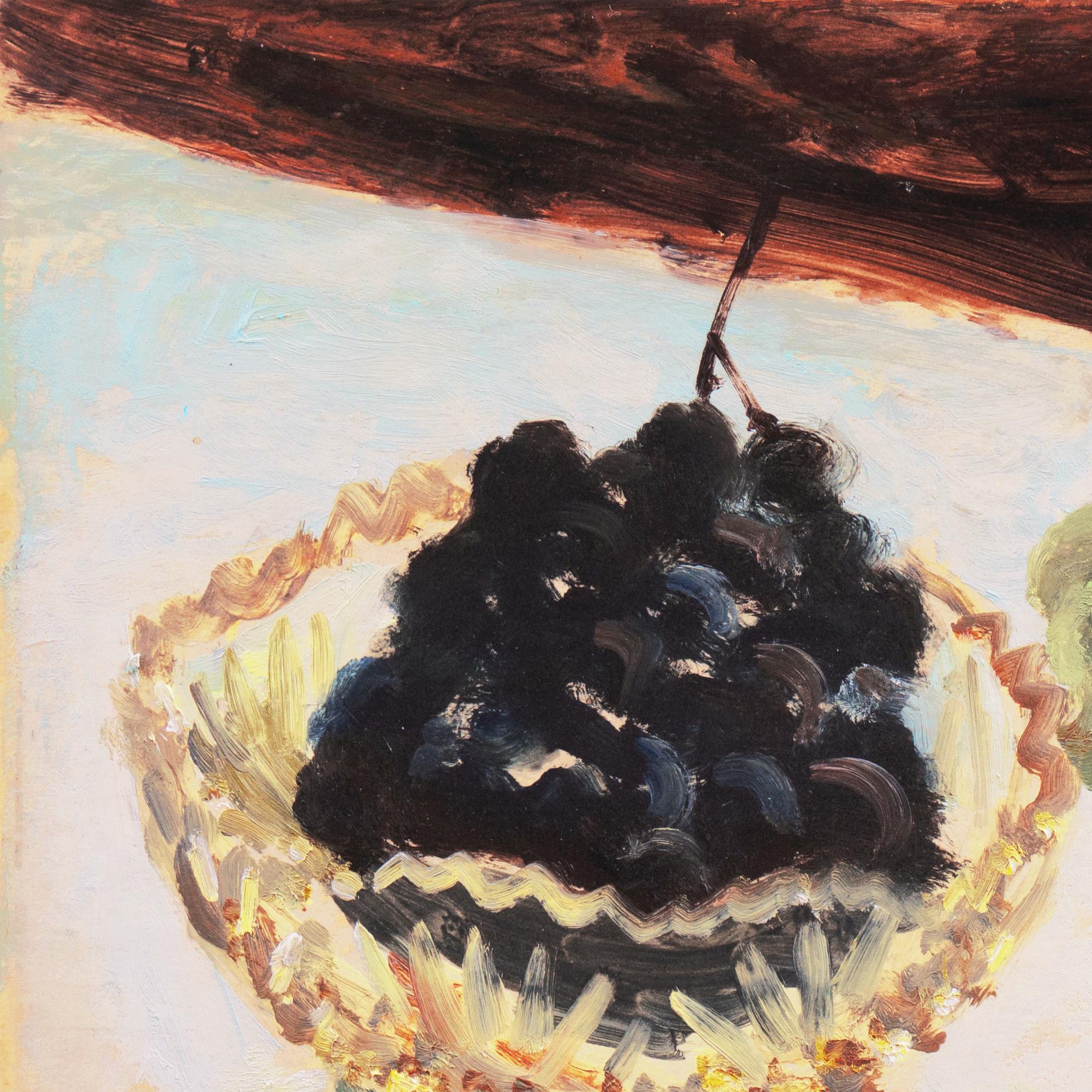 'Still Life of Green and Black Grapes', Tokyo School of Fine Arts, Academy Award - Post-Impressionist Painting by Sanzo Wada