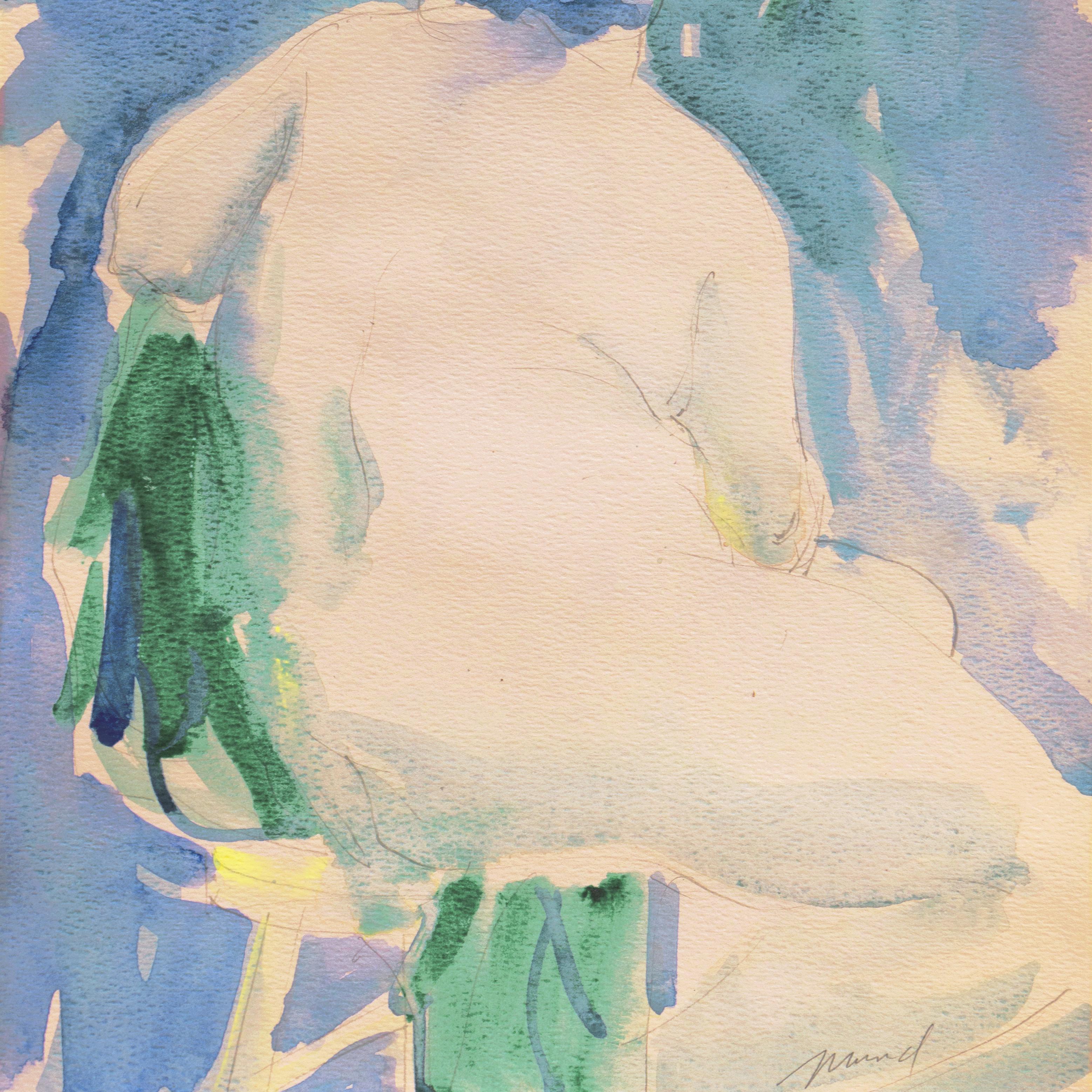 „Akt mit grünem Hut“, impressionistische Figur, San Francisco, Ehrenlegion (Grau), Nude, von Marvin Mund