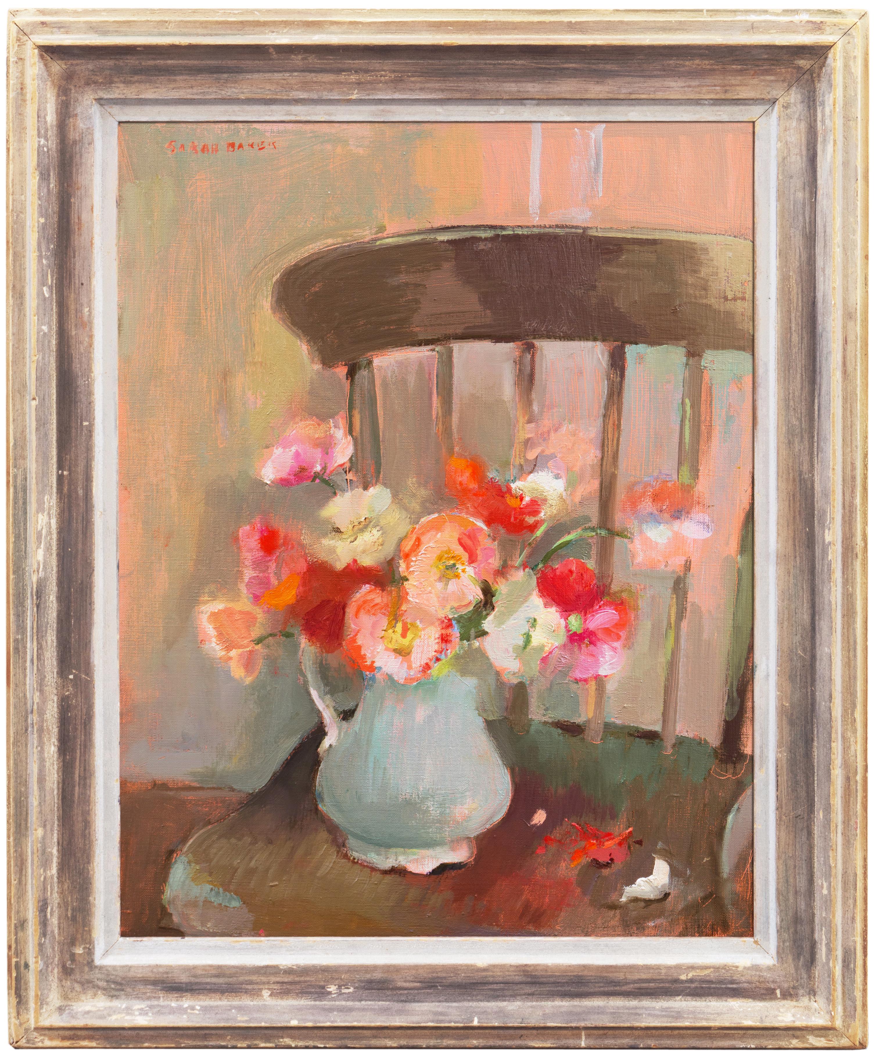 Post-Impressionist oil, 'Still Life of Poppies', Woman artist, PAFA, Paris - Painting by Sarah Baker