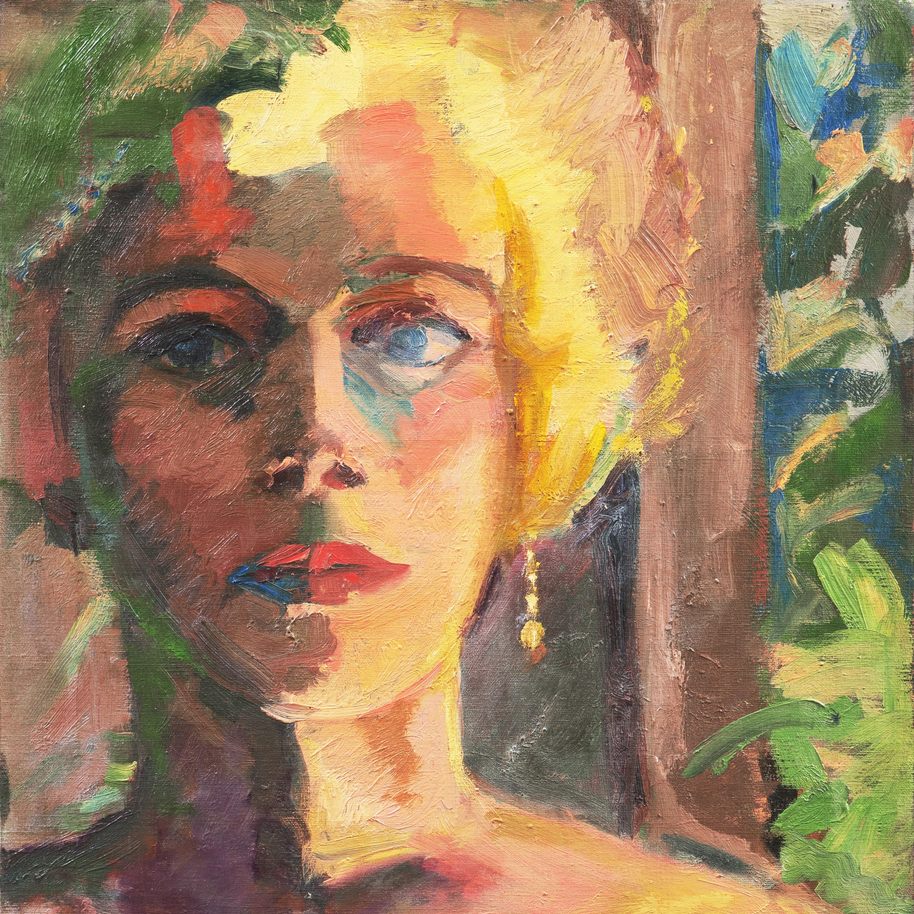 'Study of a Woman', Post-Impressionist oil Figural - Painting by Douglass