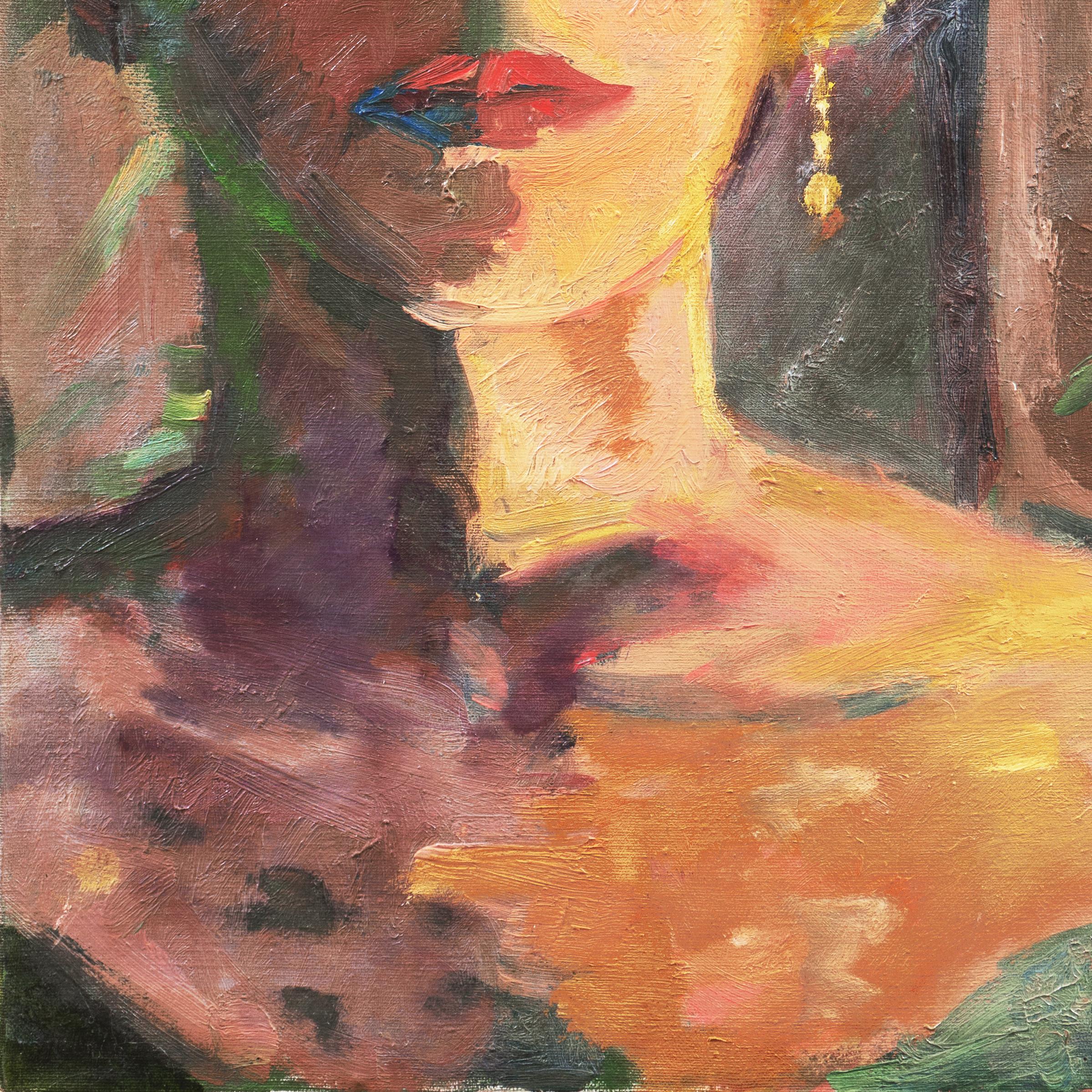 'Study of a Woman', Post-Impressionist oil Figural - Modern Painting by Douglass