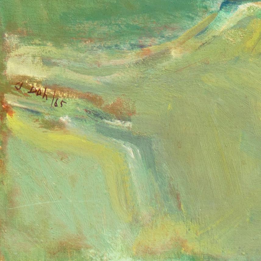 California Coastal Landscape (Abstraction, Mid-Century, Modernism, Green, Blue - Painting by Anton Dahl
