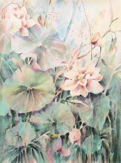 Vintage 'Water Lilies', California Watercolor Society, SWA, Woman Artist, Zoltan Szabo