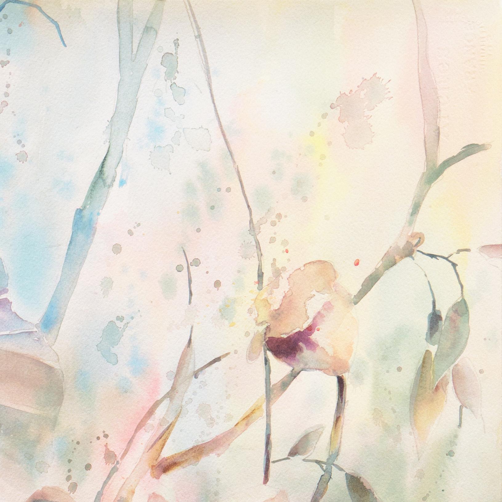 'Water Lilies', California Watercolor Society, SWA, Woman Artist, Zoltan Szabo - Gray Still-Life by Beverly Fields