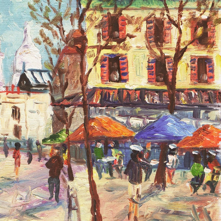 'Place du Tertre', School of Paris, Montmartre, Sacré Cœur and Lapin Agile - Post-Impressionist Painting by Rammy
