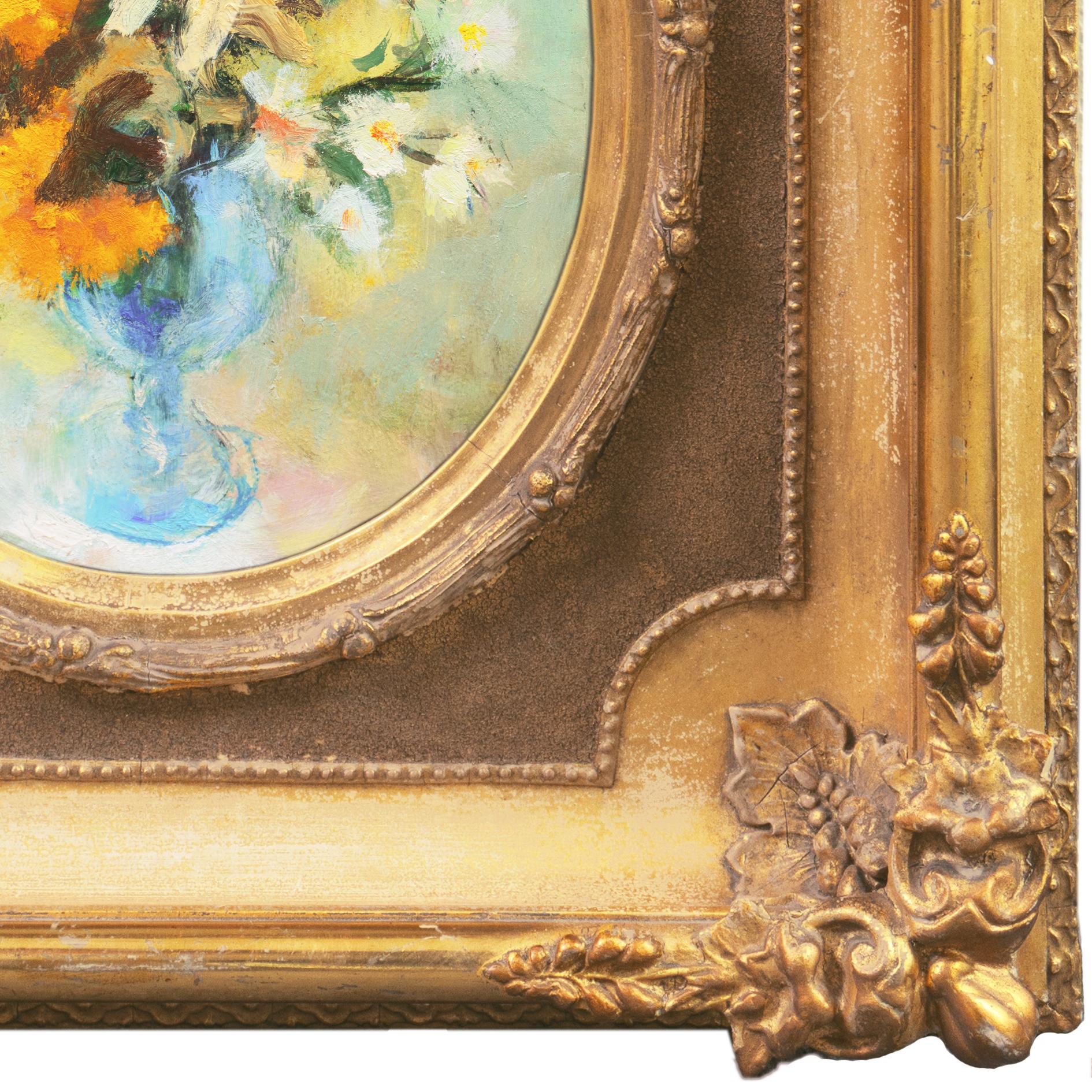 « Bouquet de fleurs sauvages », nature morte florale post-impressionniste - Marron Still-Life Painting par Johannes