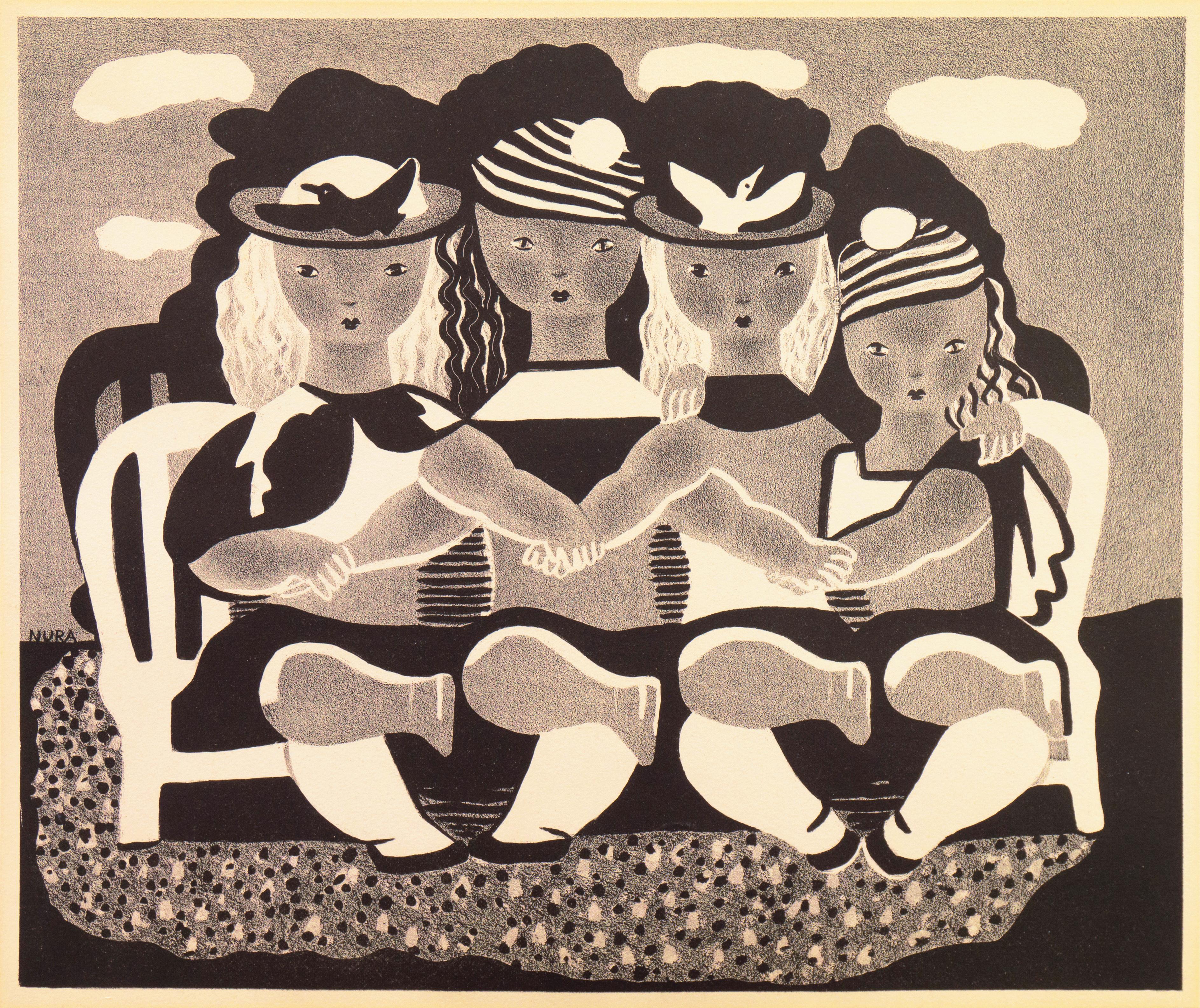 'Sisters', Paris, Salon d'Automne, New York, Art Deco, AIC, ASL, Woman Artist - Print by Nura Ulreich