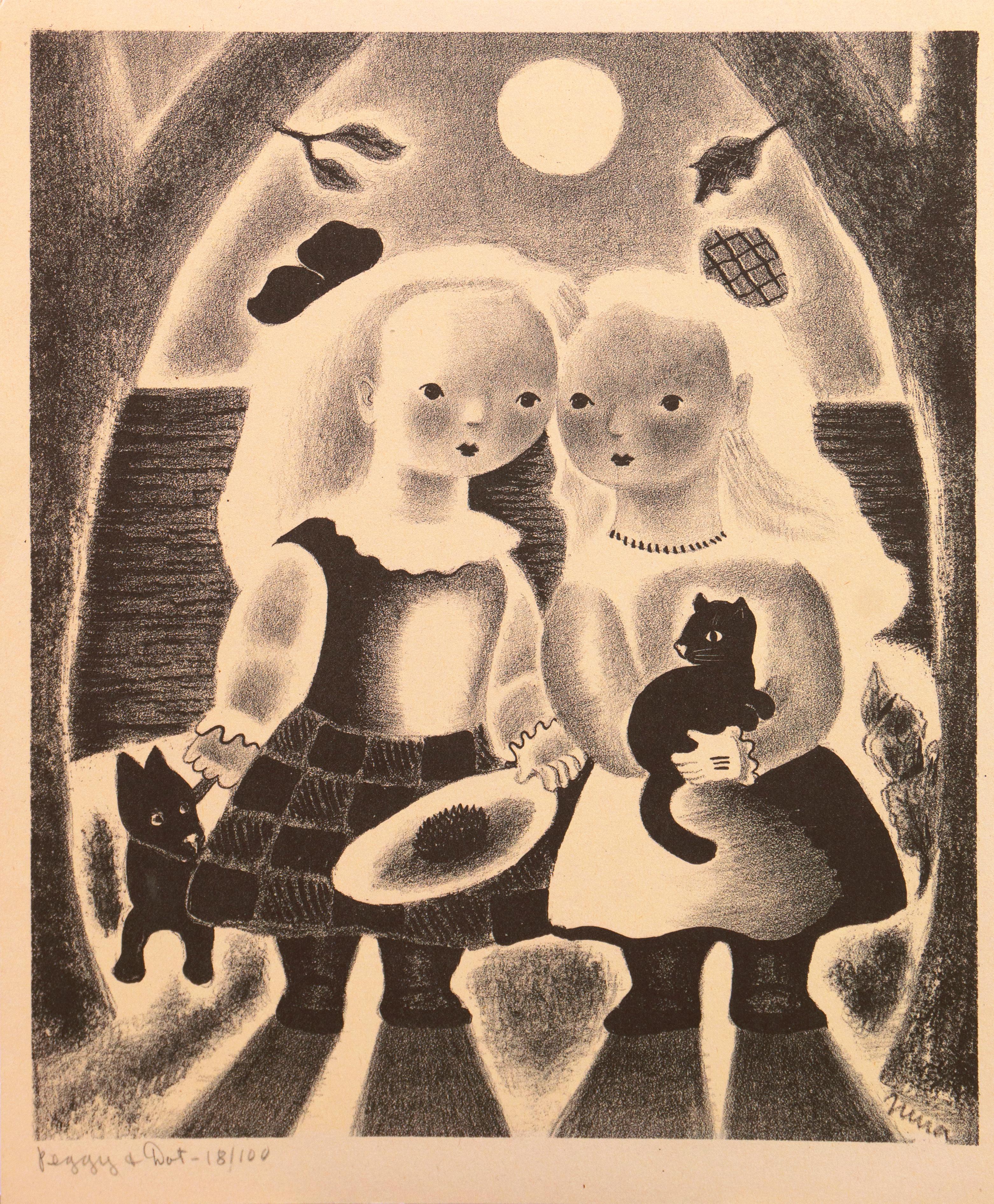 'Peggy and Dot', Art Deco Sisters, Woman Artist, AIC, Paris, Salon d'Automne - Print by Nura Ulreich