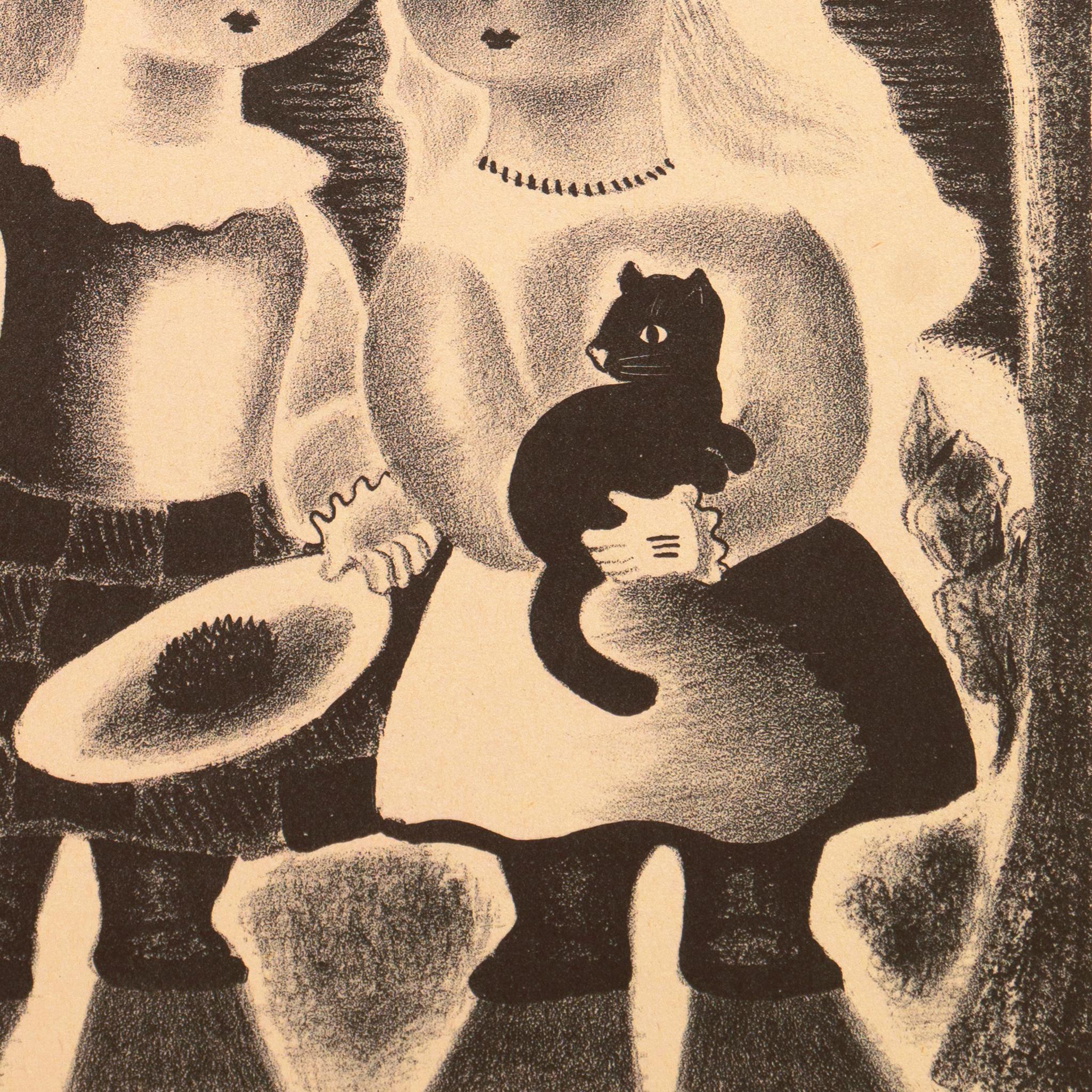 'Peggy and Dot', Art Deco Sisters, Woman Artist, AIC, Paris, Salon d'Automne - Brown Figurative Print by Nura Ulreich