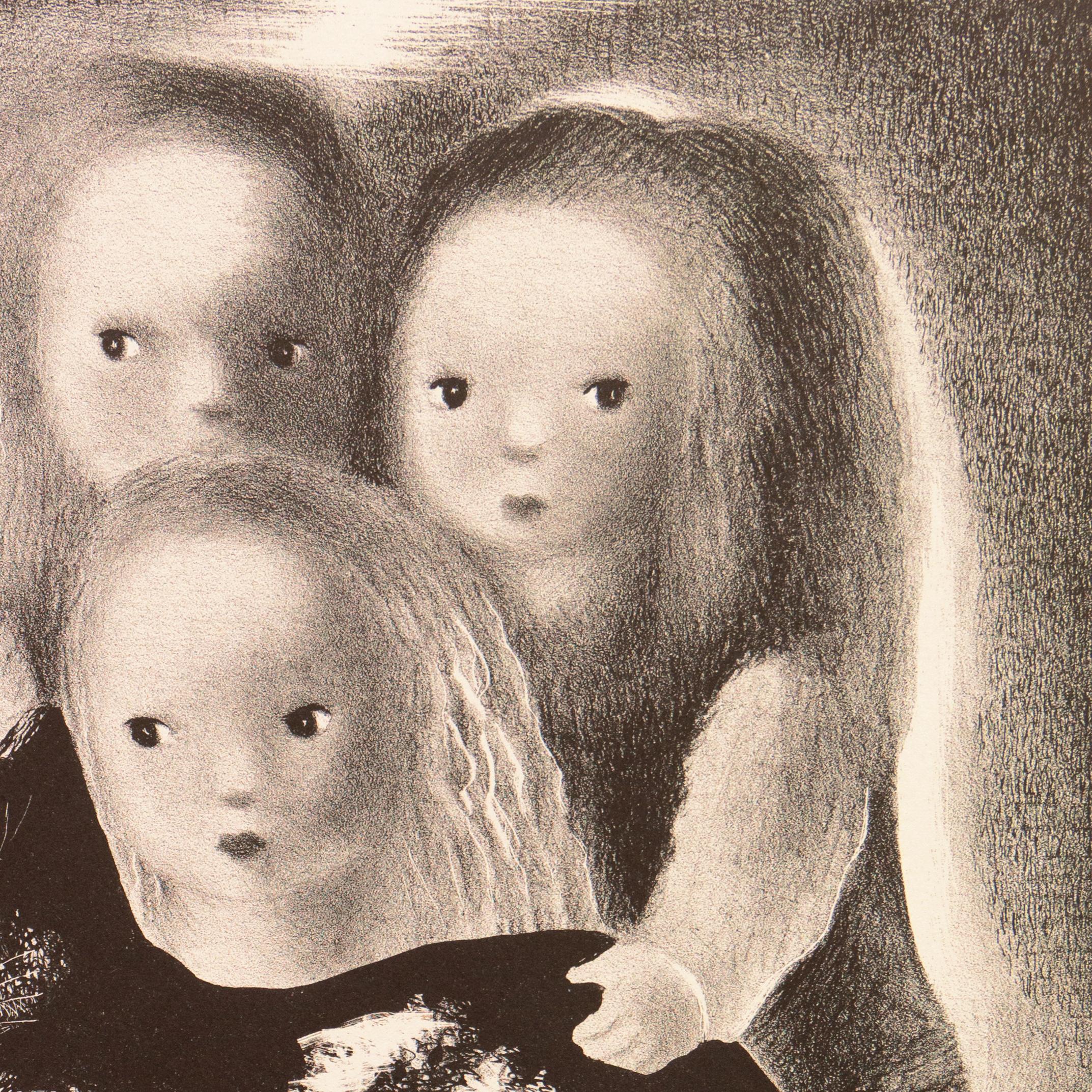 'Family Portrait', AIC, Paris Salon d'Automne, Art Deco American Woman Artist   - Brown Figurative Print by Nura Ulreich