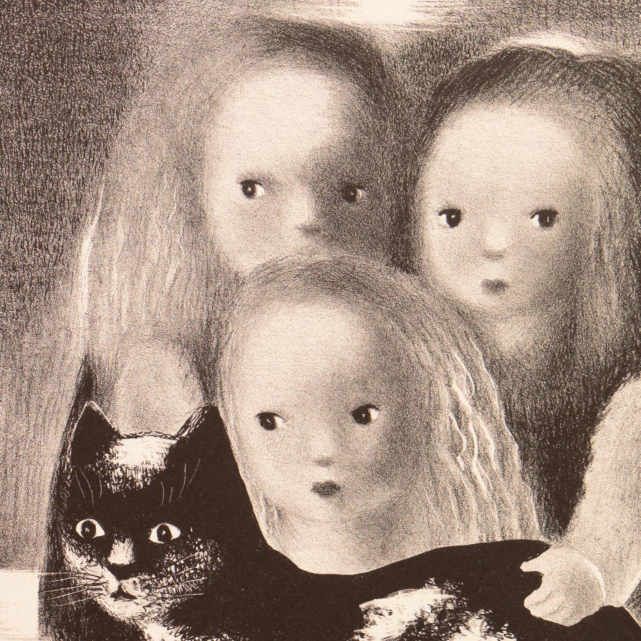 „Family Portrait'', AIC, Pariser Salon d''Automne, amerikanische Künstlerin des Art déco   (Braun), Figurative Print, von Nura Ulreich