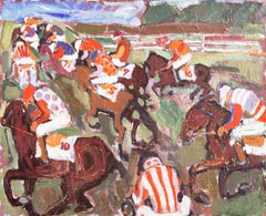 'The First Turn', Horse Race, Equestrian oil, Royal Danish Academy of Fine Art