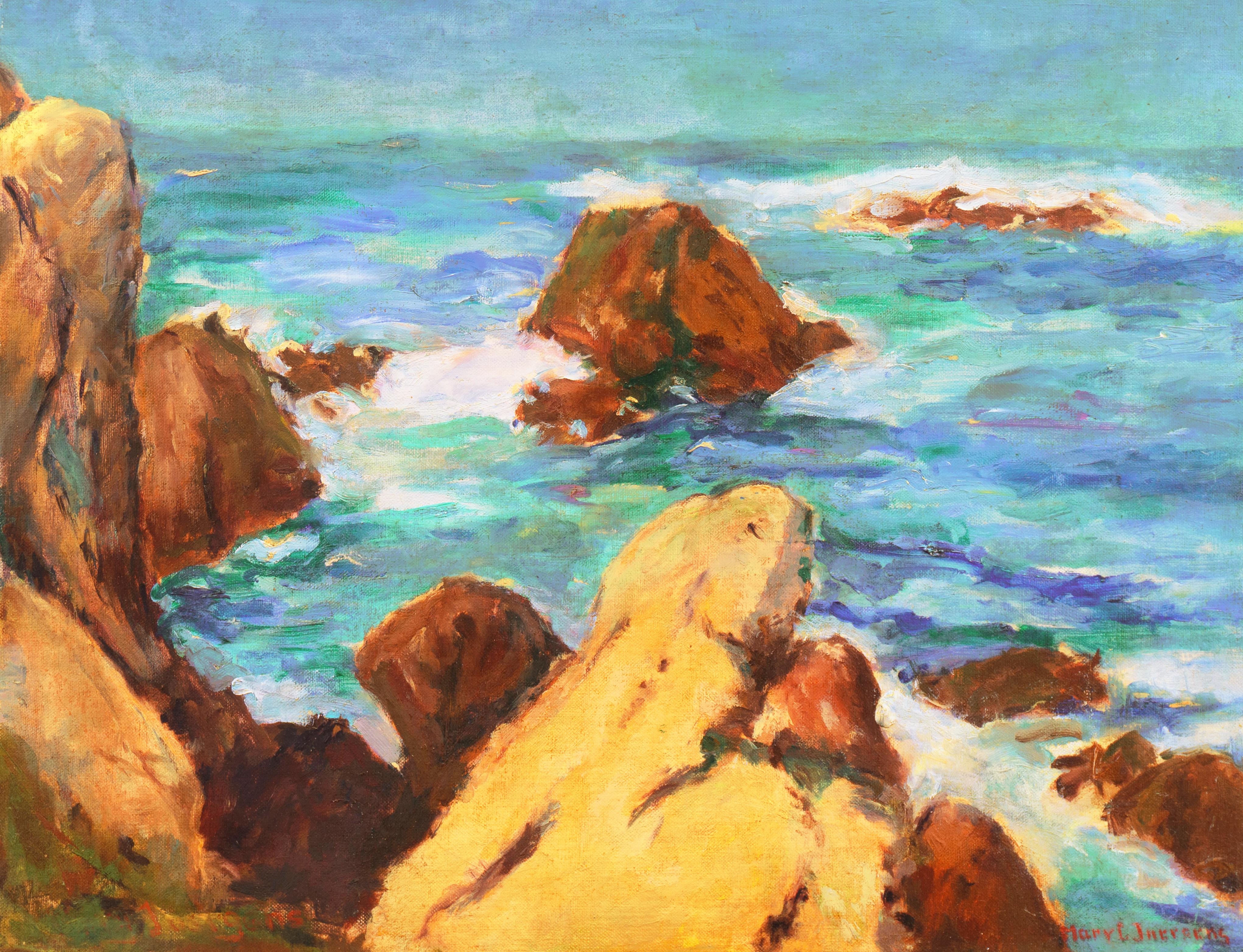 'Coastal Breakers', Post-Impressionist Mid-century Oil, Woman Artist