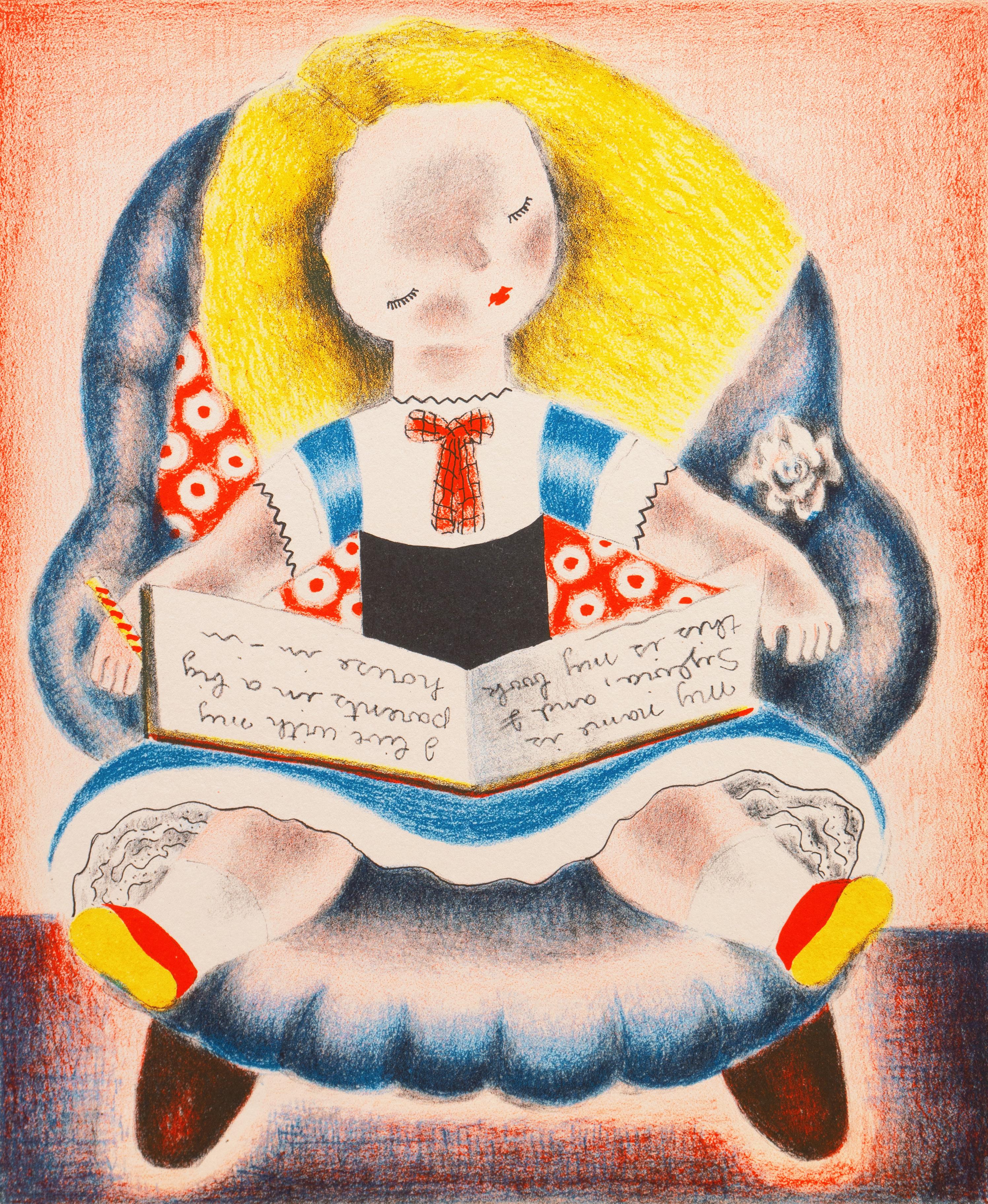 Nura Ulreich Animal Print - Art Deco Silkscreen of a Young Girl 'Sylvia', Woman Artist 
