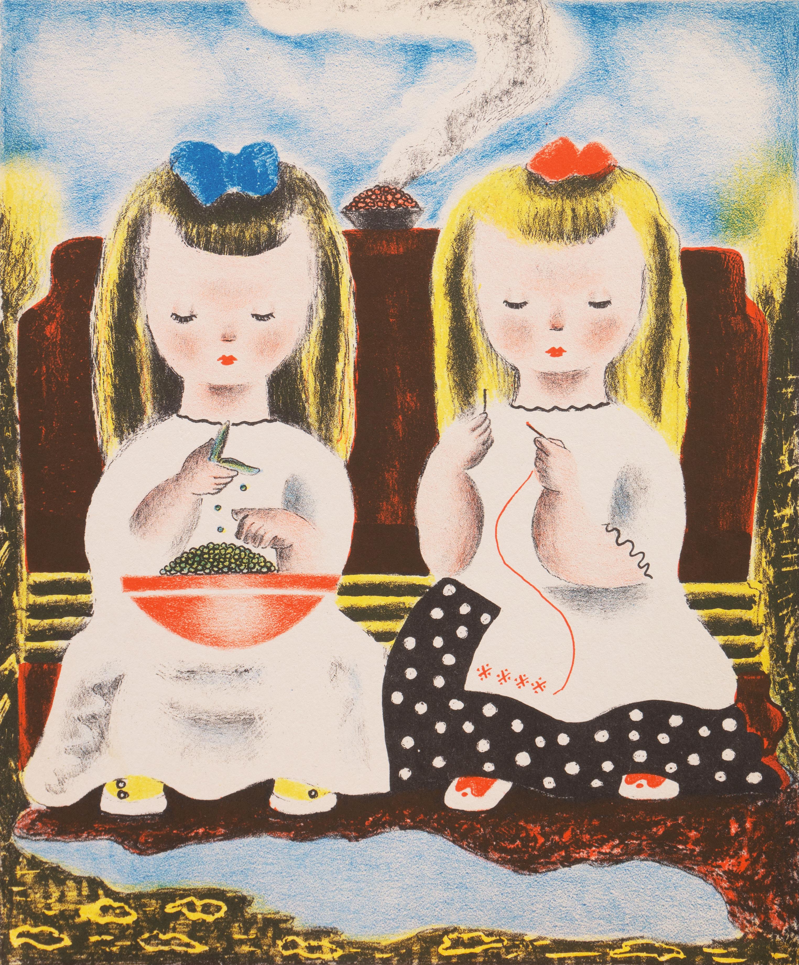 Judy y Jessica", litografía Art Déco, mujer artista, Salón de Otoño, París, AIC