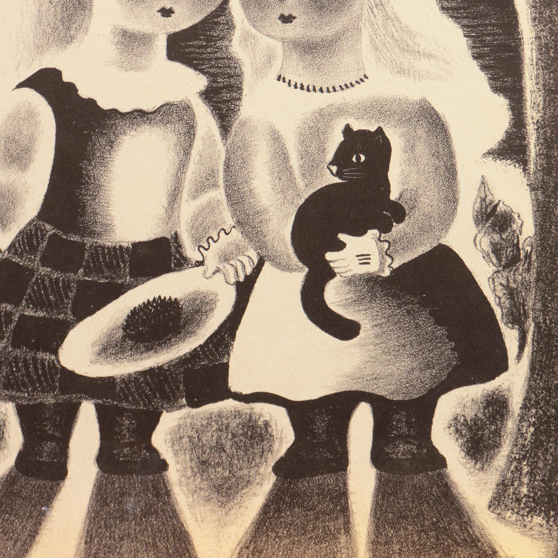 'Peggy and Dot', Chicago Academy of Fine Arts, Art Students League, Smithsonian - Beige Landscape Print by Nura Ulreich