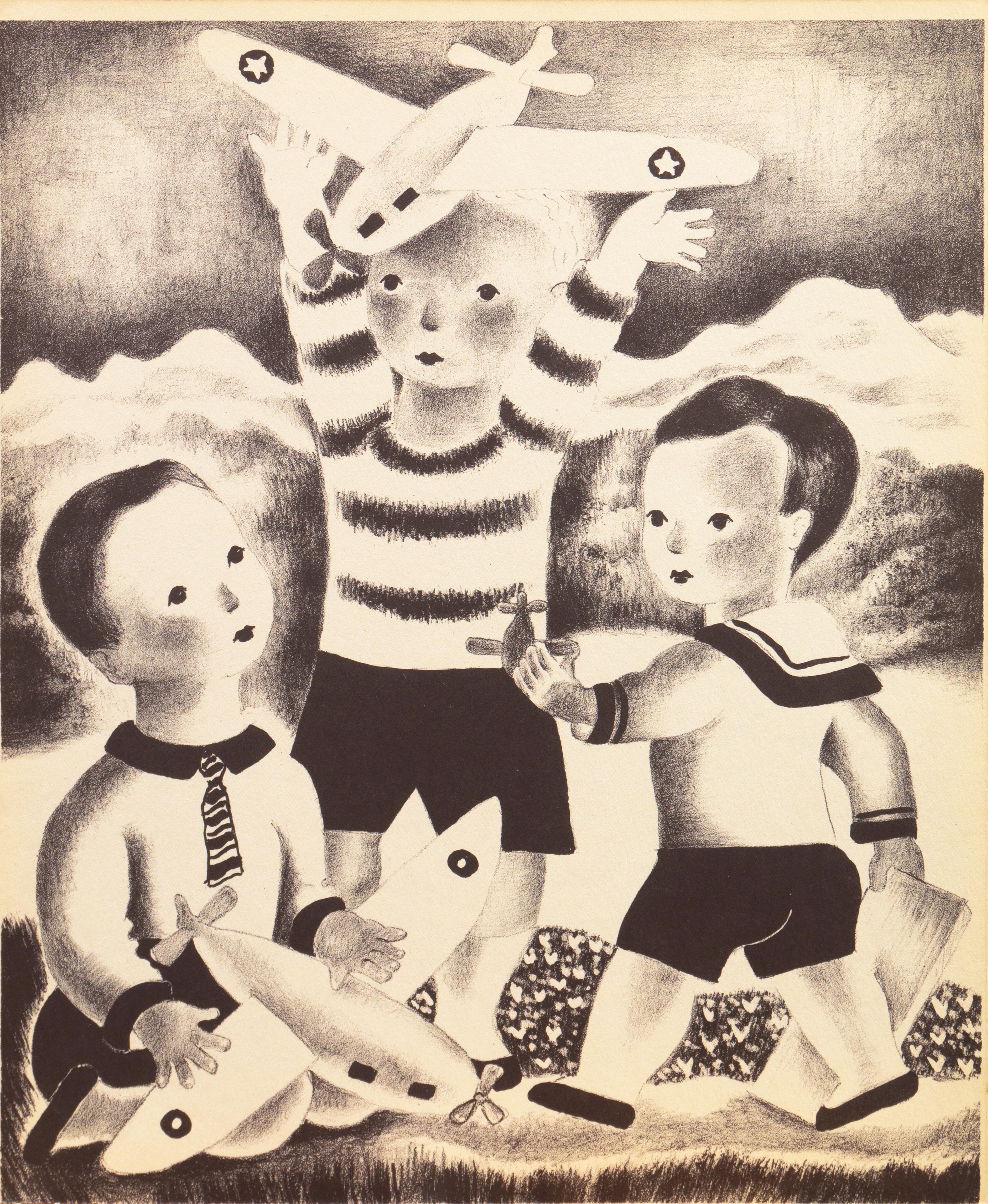 'David, Walter & Blake', Woman Artist, Art Deco, children, Walker Art Center - Print by Nura Ulreich