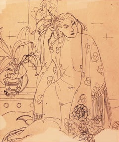 „Frau in einem Kimono“:: LACMA:: California Post-Impressionist Feder und Tinte:: Louvre