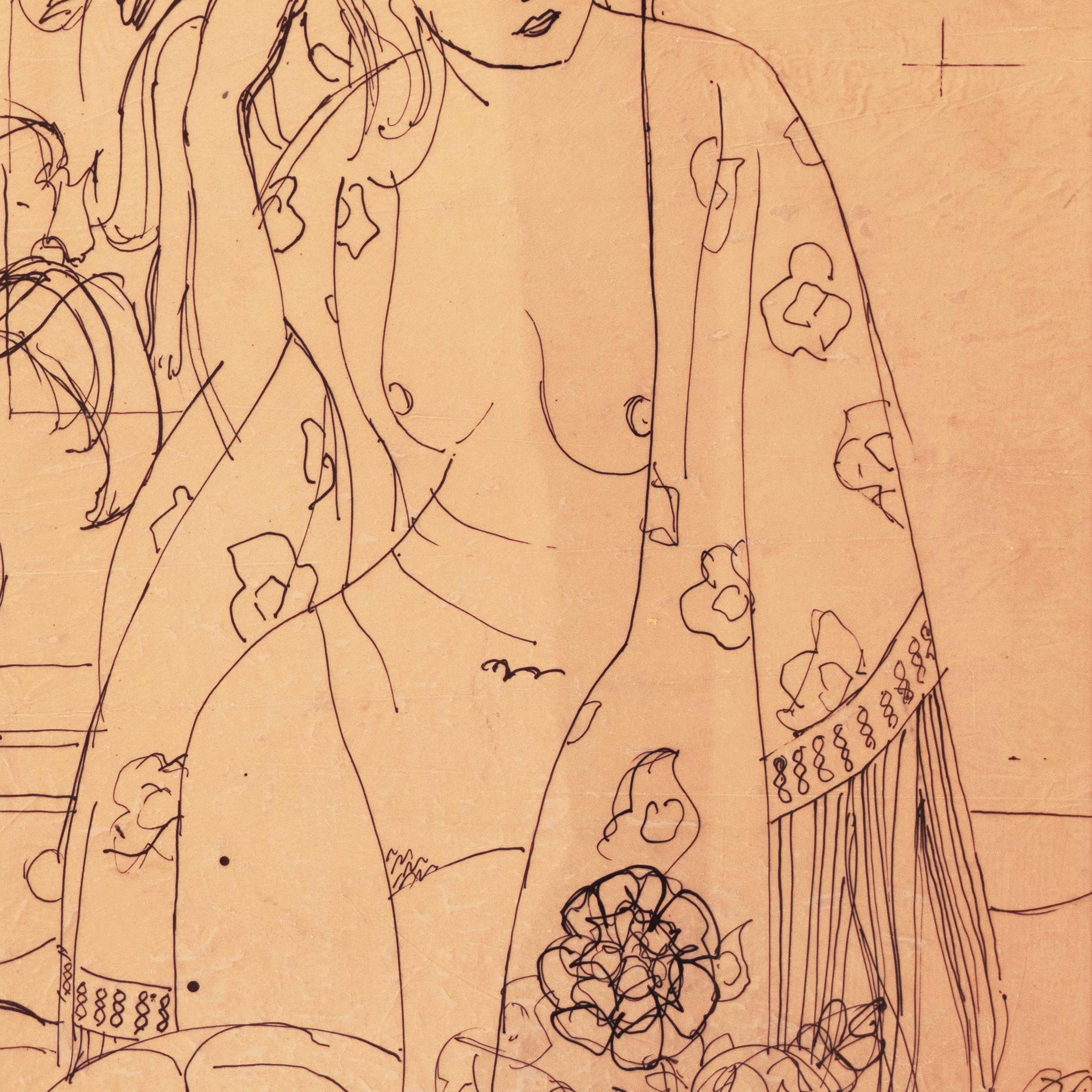 'Woman in a Kimono', LACMA, California Post-Impressionist pen and ink, Louvre 2