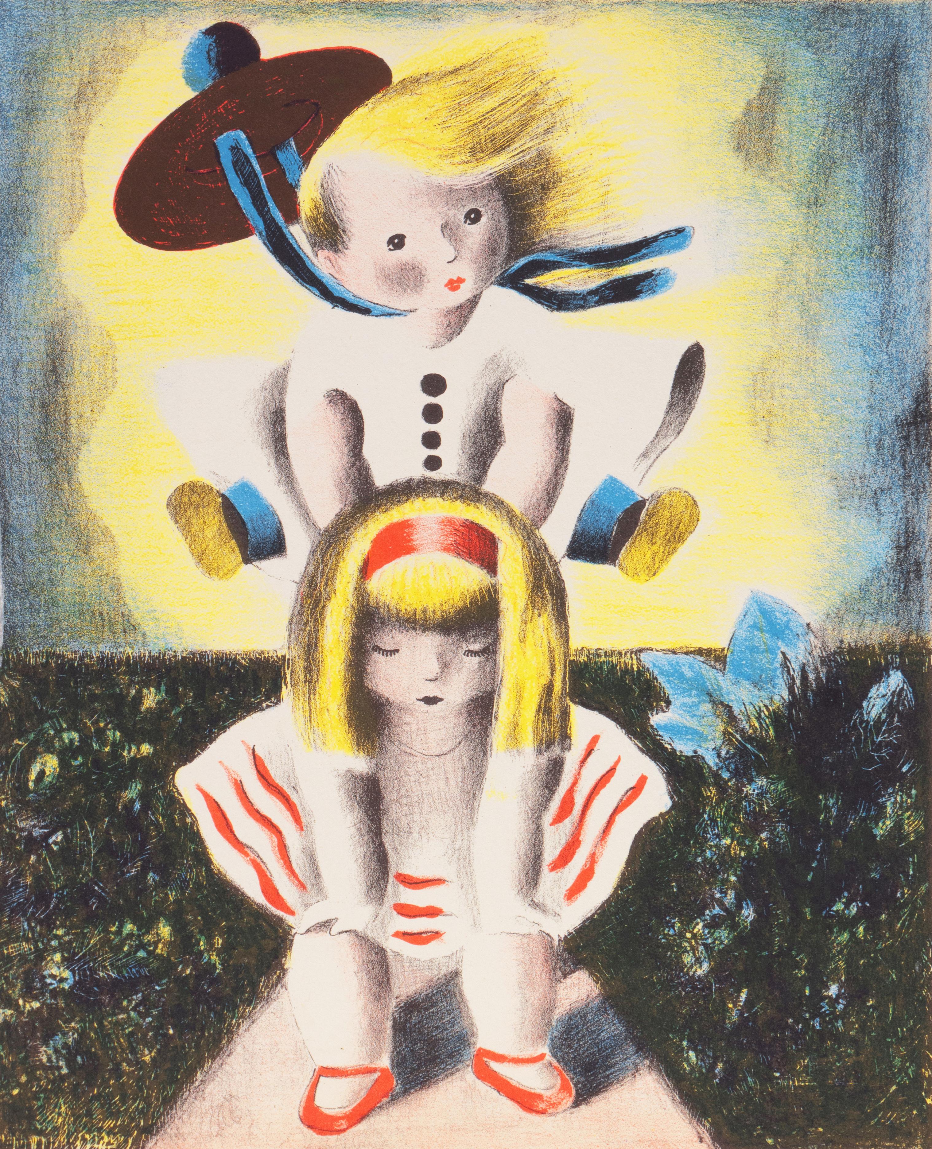 Nura Ulreich Portrait Print - 'Greta & Grace', Leapfrog, Modernism, Woman Artist, Art Deco, Smithsonian, Paris